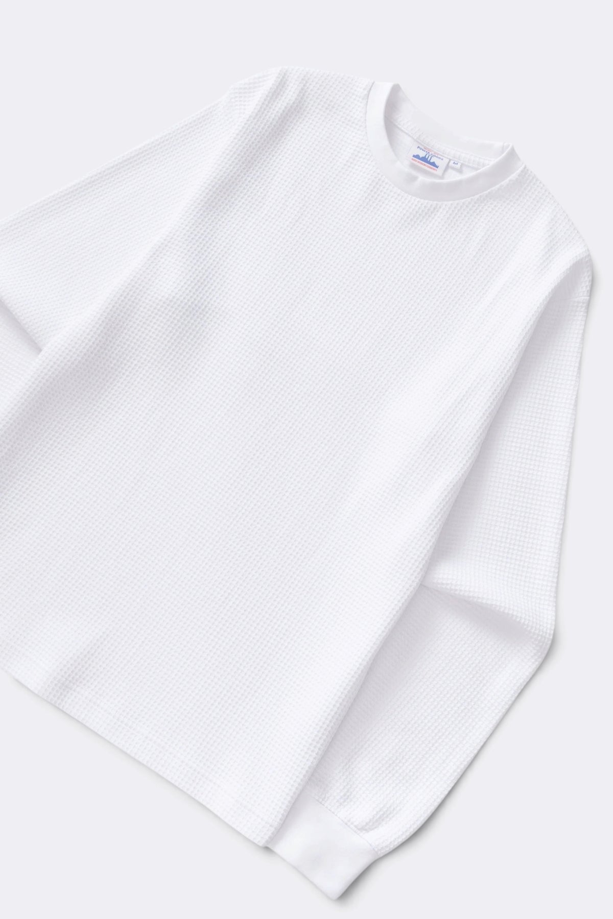 POWER GOODS Thermal Waffle Long Sleeve Tee White | Edgar Bdx