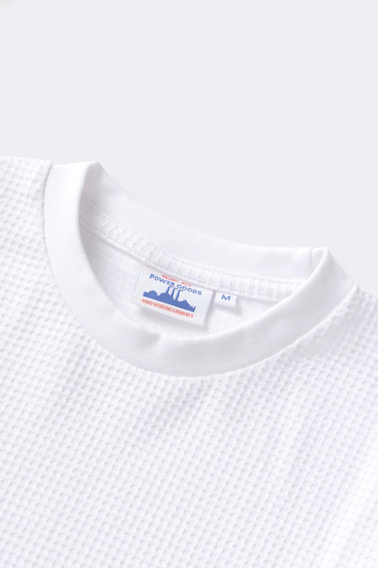 POWER GOODS Thermal Waffle Long Sleeve Tee White | Edgar Bdx