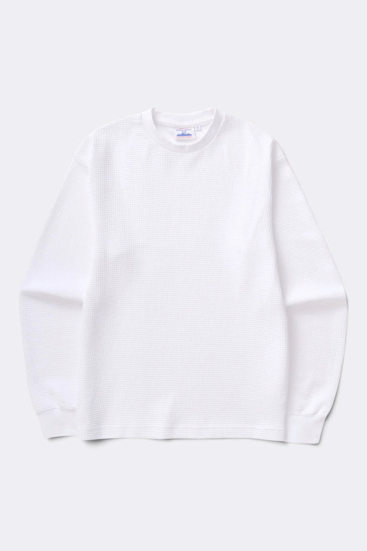 POWER GOODS Thermal Waffle Long Sleeve Tee White | Edgar Bdx