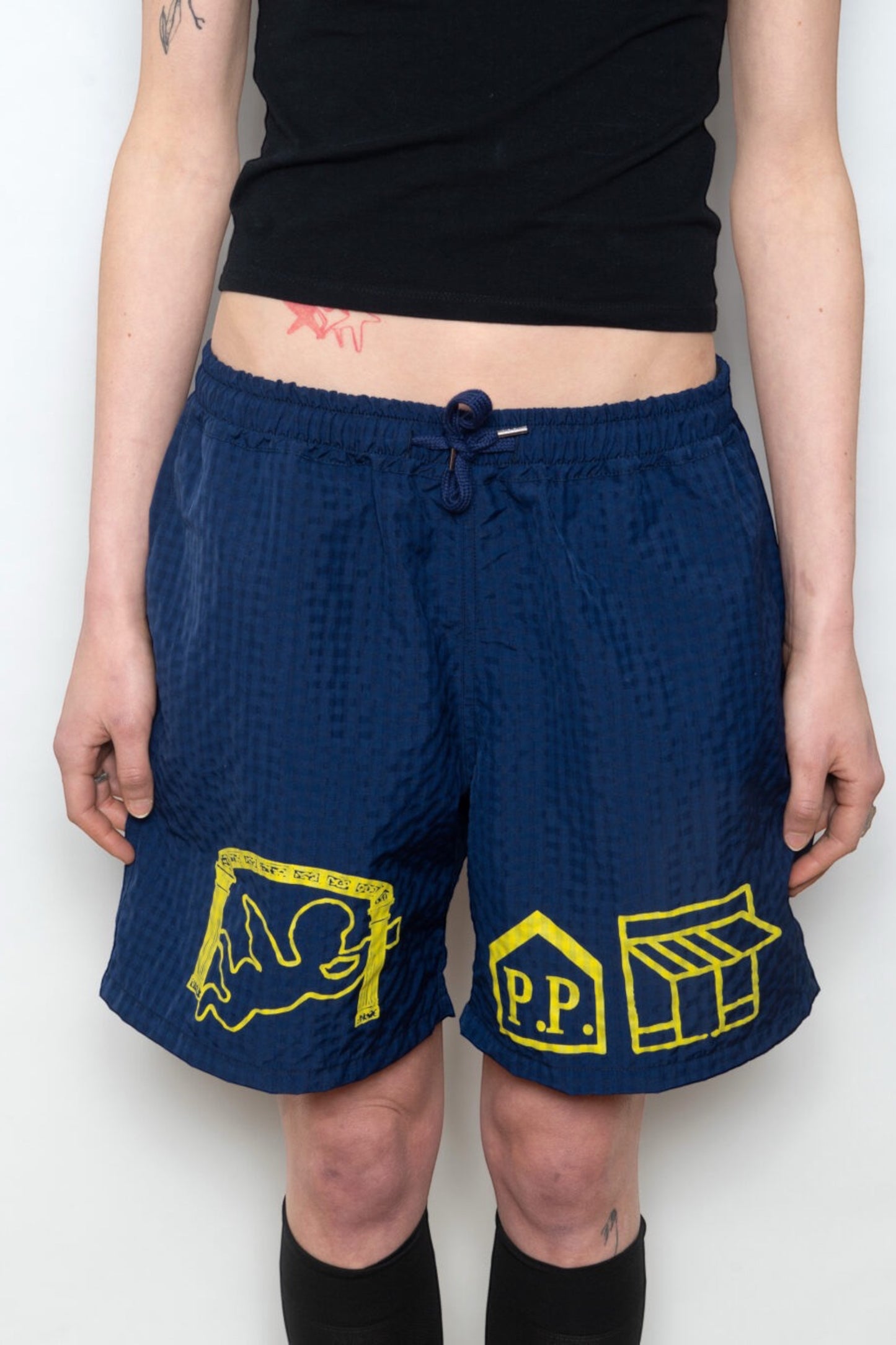 Public Possession Be An Angel Swimshort Navy | Short de Bain Nylon Sérigraphié | Edgar Bdx