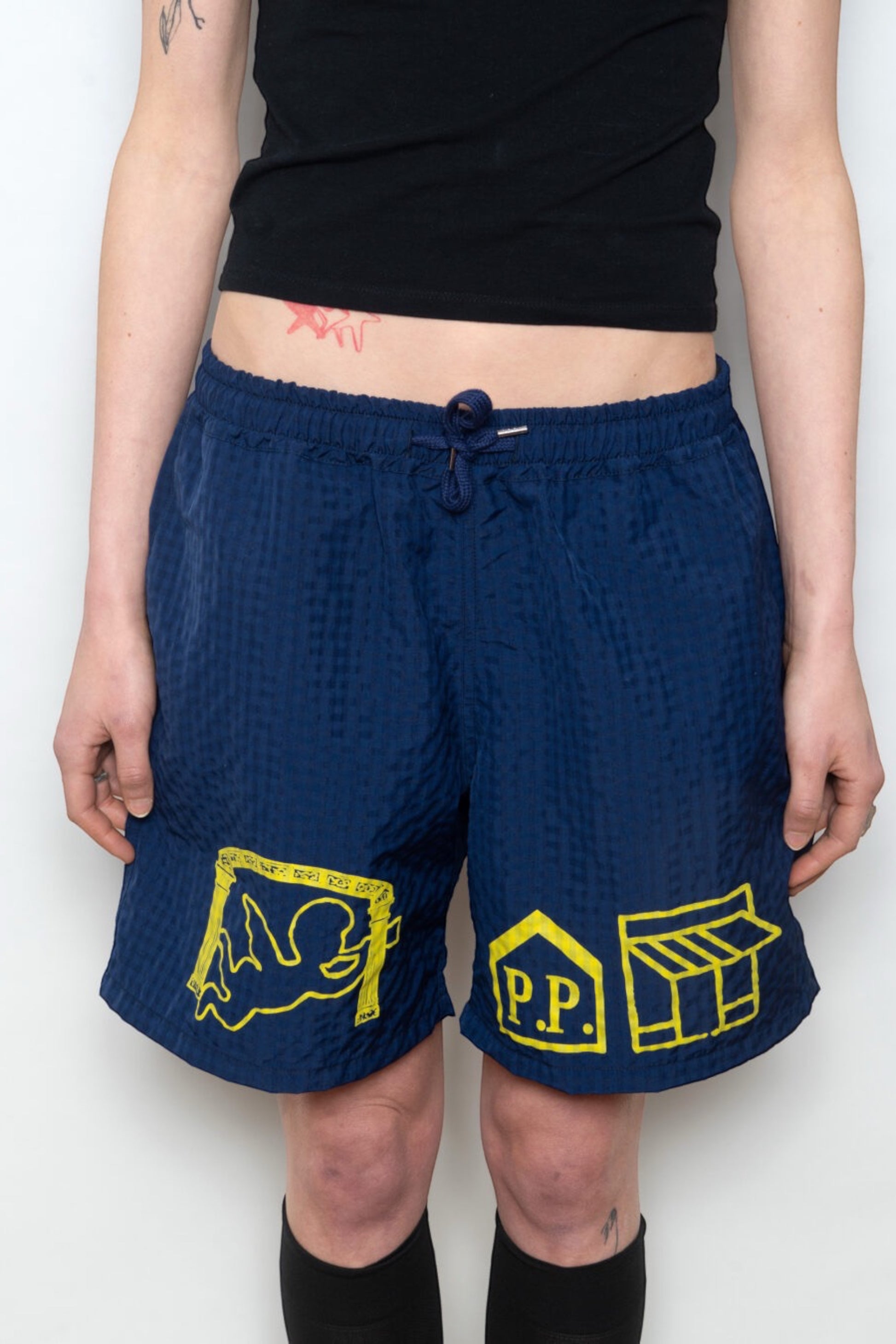 Public Possession Be An Angel Swimshort Navy | Short de Bain Nylon Sérigraphié | Edgar Bdx