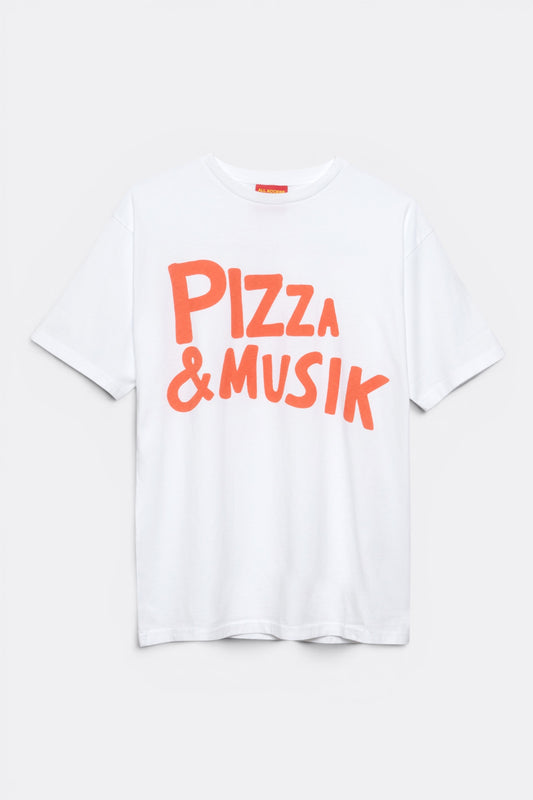 Public Possession Pizza & Music T-Shirt White | Coton Bio Coupe Boxy | Edgar Bdx