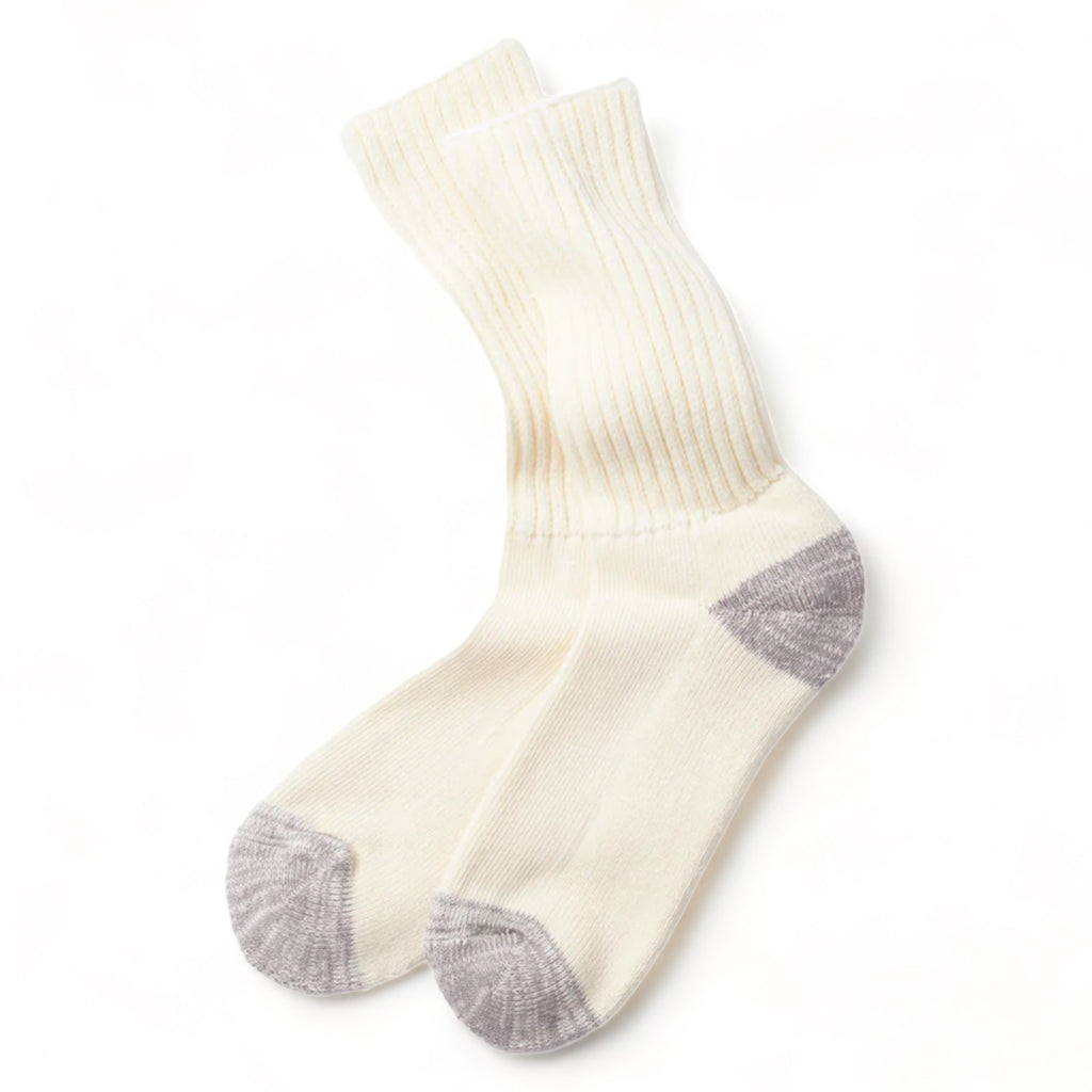 RoToTo - Coarse Ribbed Oldschool Crew Socks (Ecru)