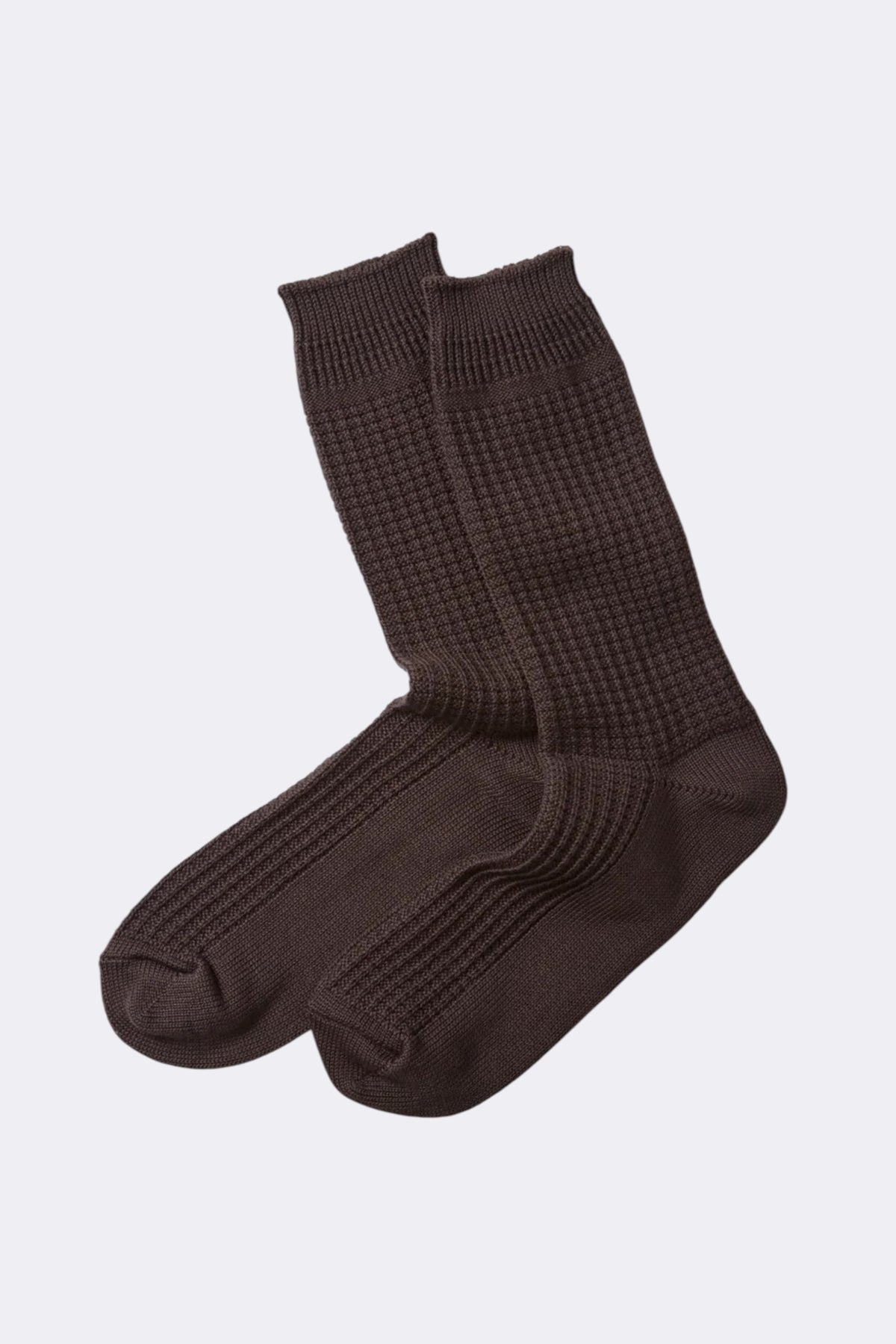 ROTOTO Cotton Waffle Crew Socks D.Brown | Chaussettes | Edgar Bdx