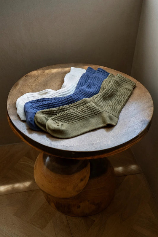 ROTOTO Cotton Waffle Crew Socks D.Navy | Chaussettes | Edgar Bdx