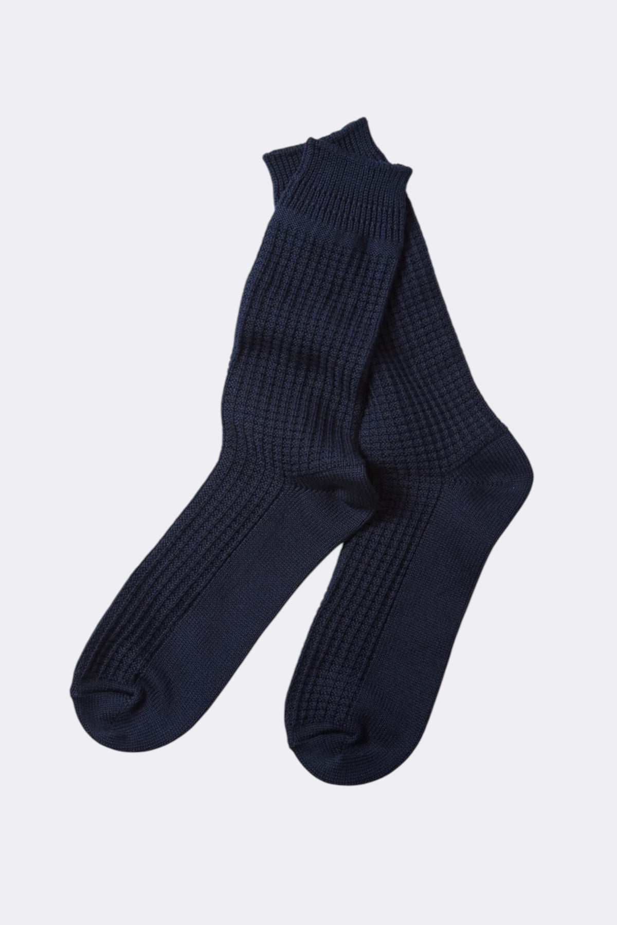 ROTOTO Cotton Waffle Crew Socks D.Navy | Chaussettes | Edgar Bdx