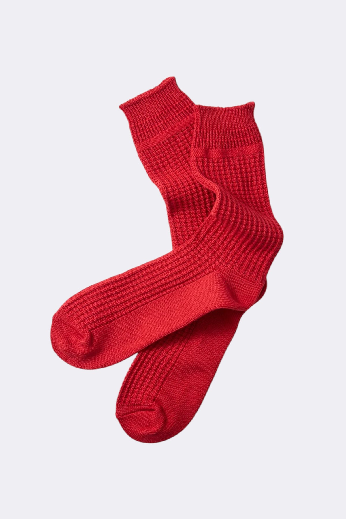 ROTOTO Cotton Waffle Crew Socks D.Red | Chaussettes | Edgar Bdx
