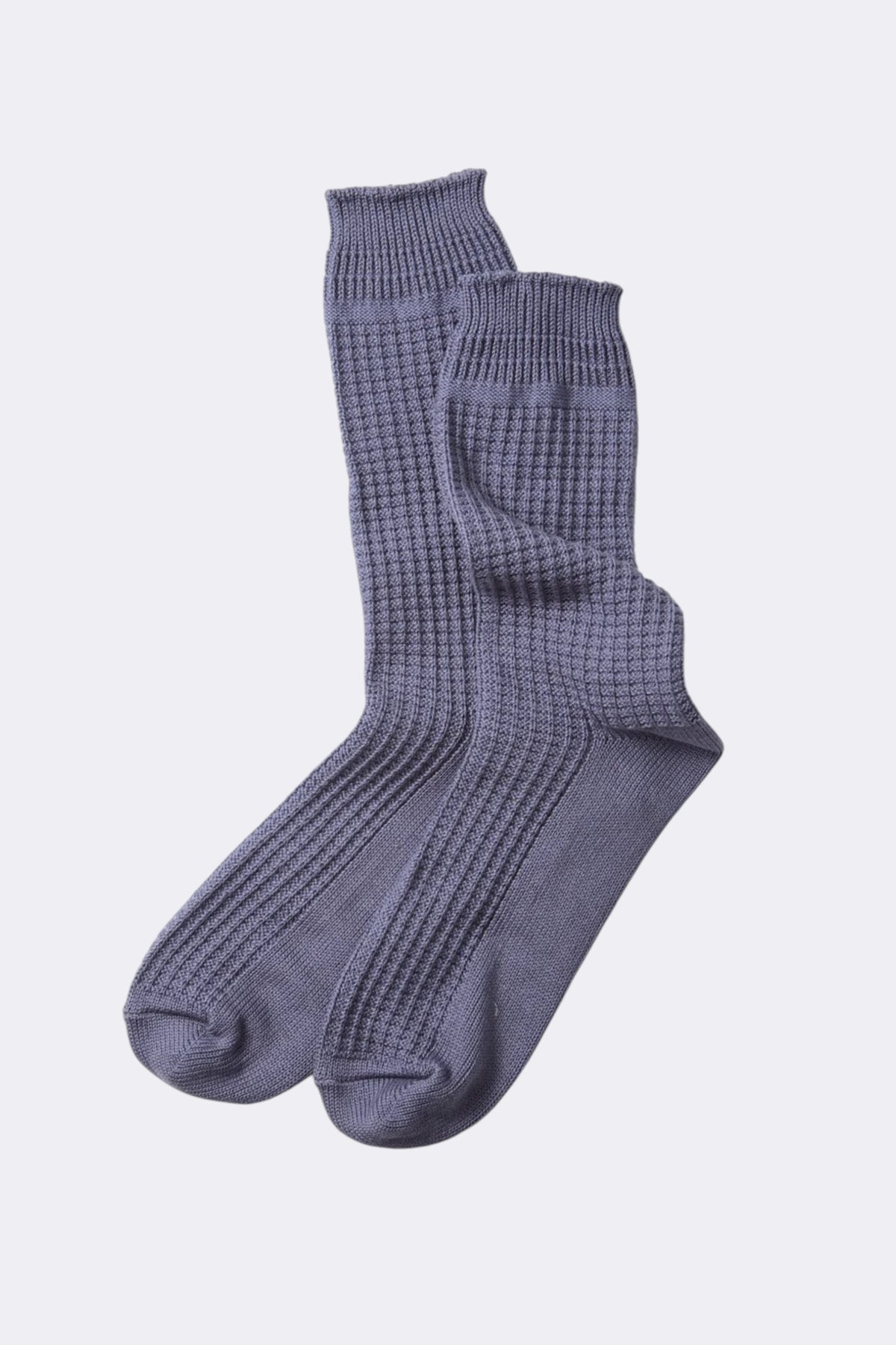 ROTOTO Cotton Waffle Crew Socks Faded Blue | Chaussettes | Edgar Bdx