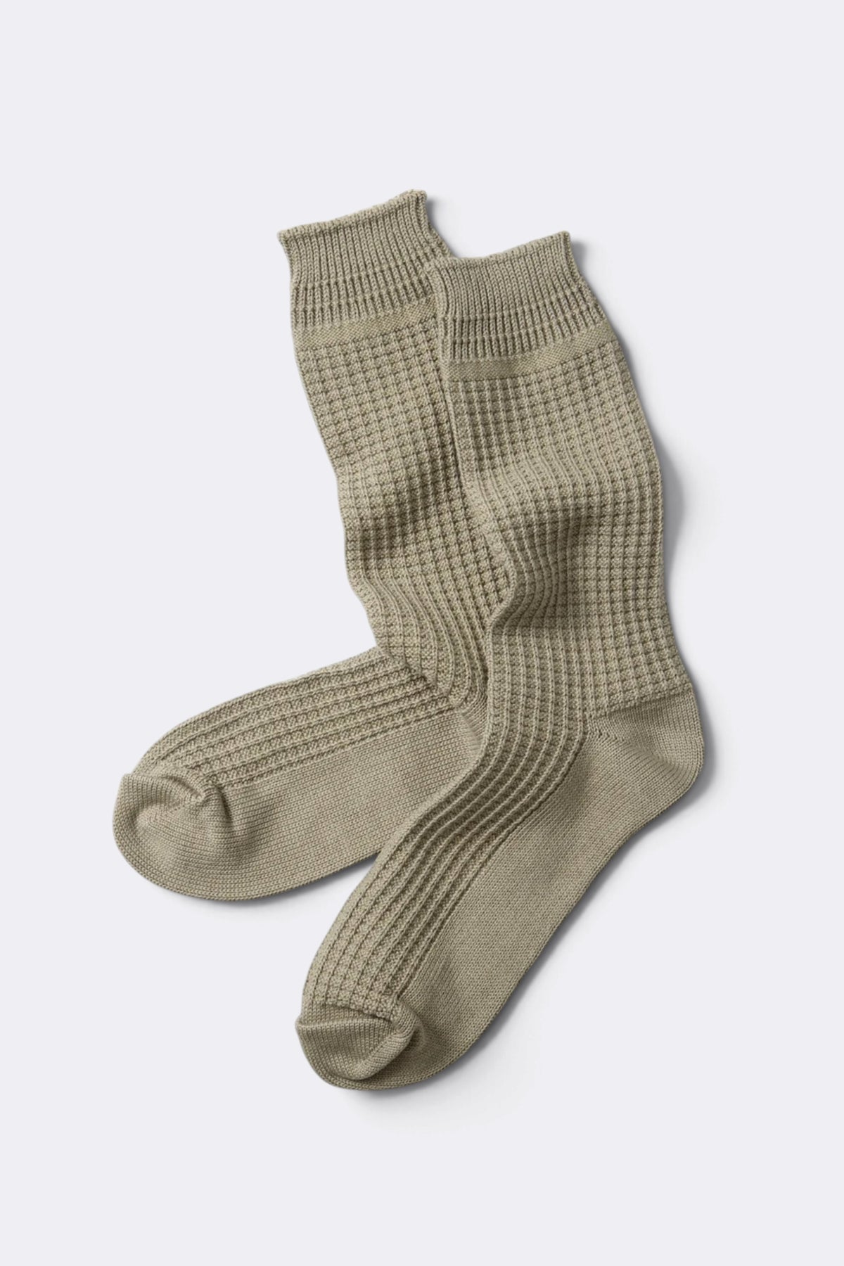 ROTOTO Cotton Waffle Crew Socks Sage | Chaussettes | Edgar Bdx