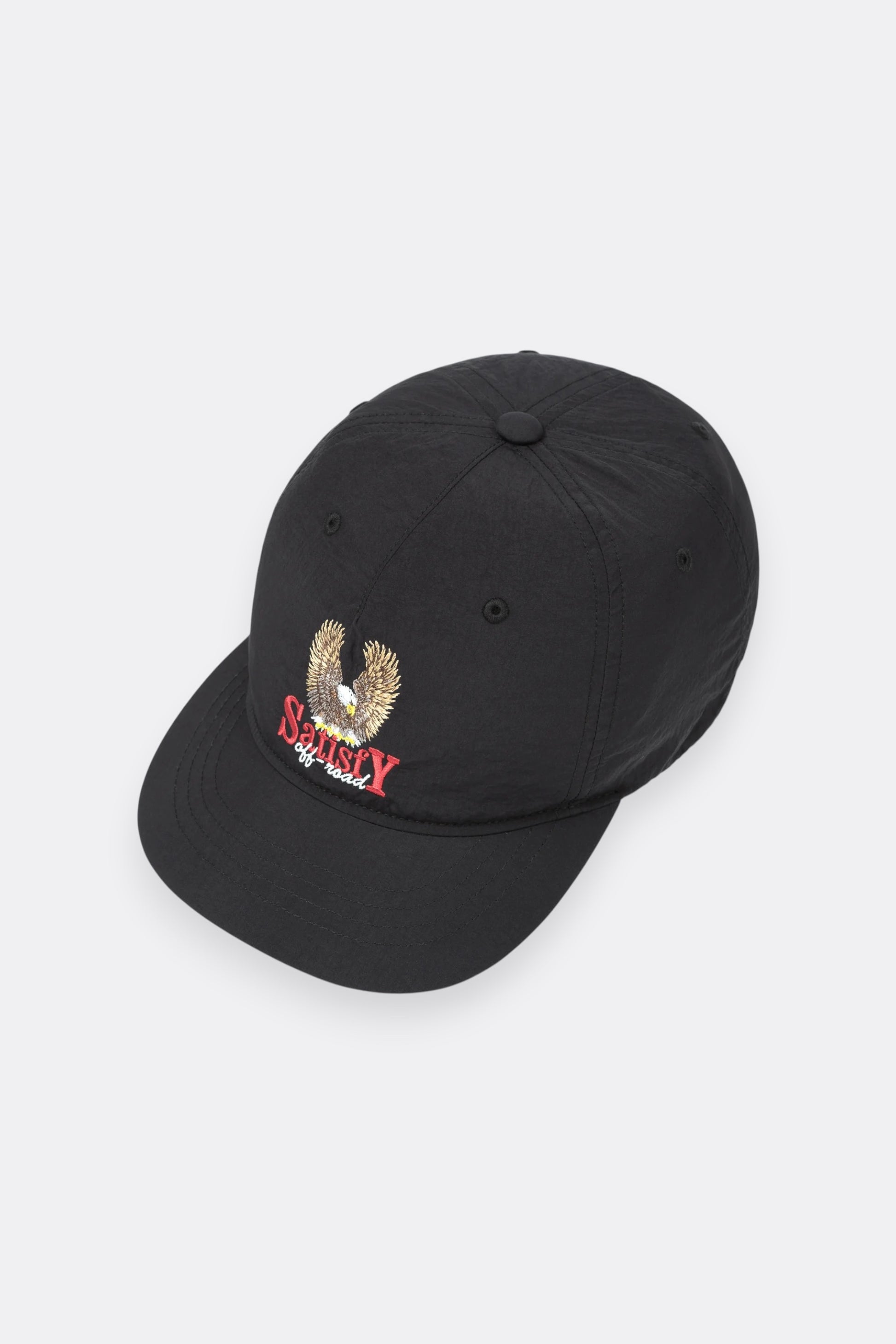 SATISFY FliteSilk™ 5-Panel Pinch Cap Black Eagle | Casquette Running Nylon | Edgar Bdx