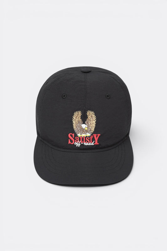 SATISFY FliteSilk™ 5-Panel Pinch Cap Black Eagle | Casquette Running Nylon | Edgar Bdx