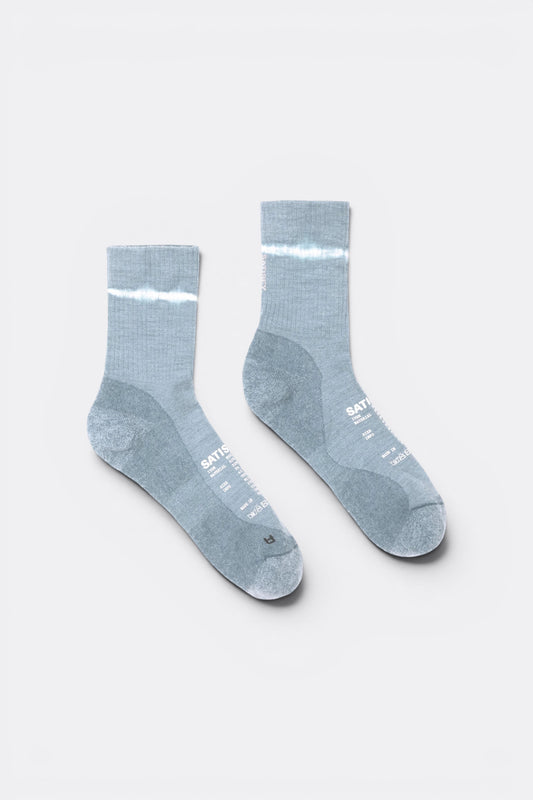 SATISFY Merino Nylon Tube Socks Dusty Blue Ink Tie-Dye | Chaussettes Running Laine