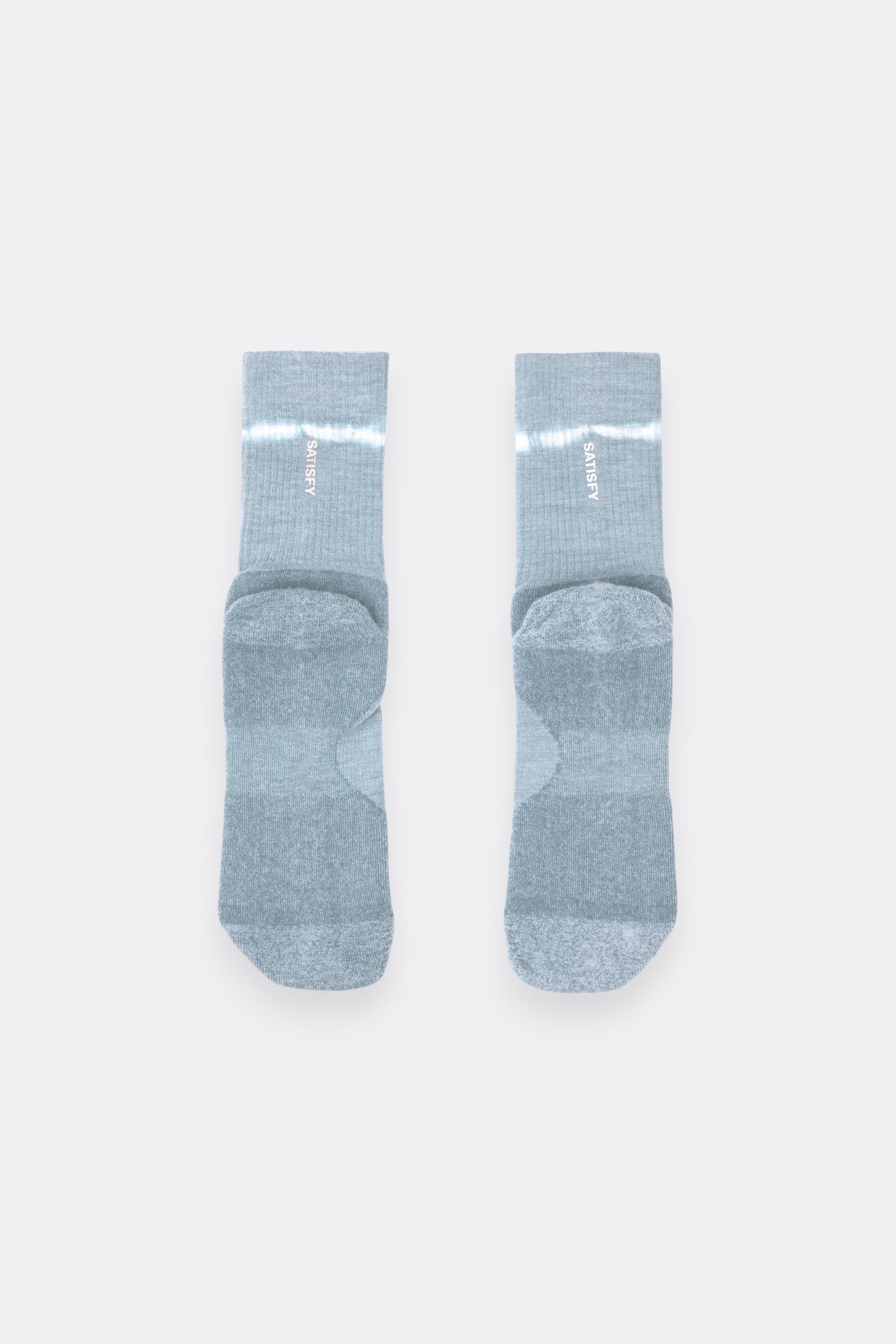 SATISFY Merino Nylon Tube Socks Dusty Blue Ink Tie-Dye | Chaussettes Running Laine