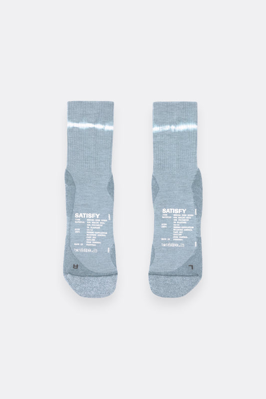 SATISFY Merino Nylon Tube Socks Dusty Blue Ink Tie-Dye | Chaussettes Running Laine