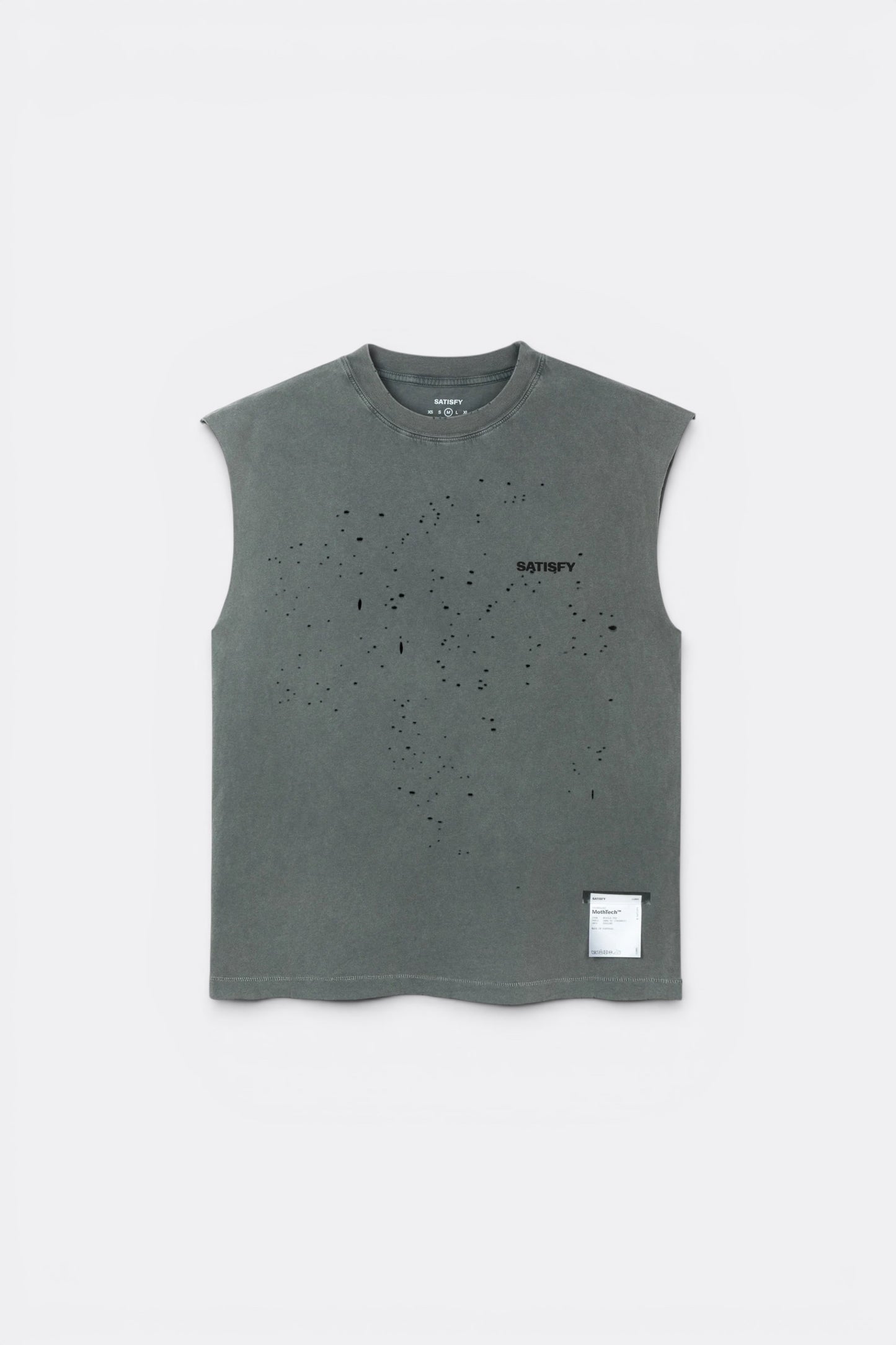 SATISFY MothTech™ Muscle Tee Faded Black | Debardeur Running Coton Bio | Edgar Bdx