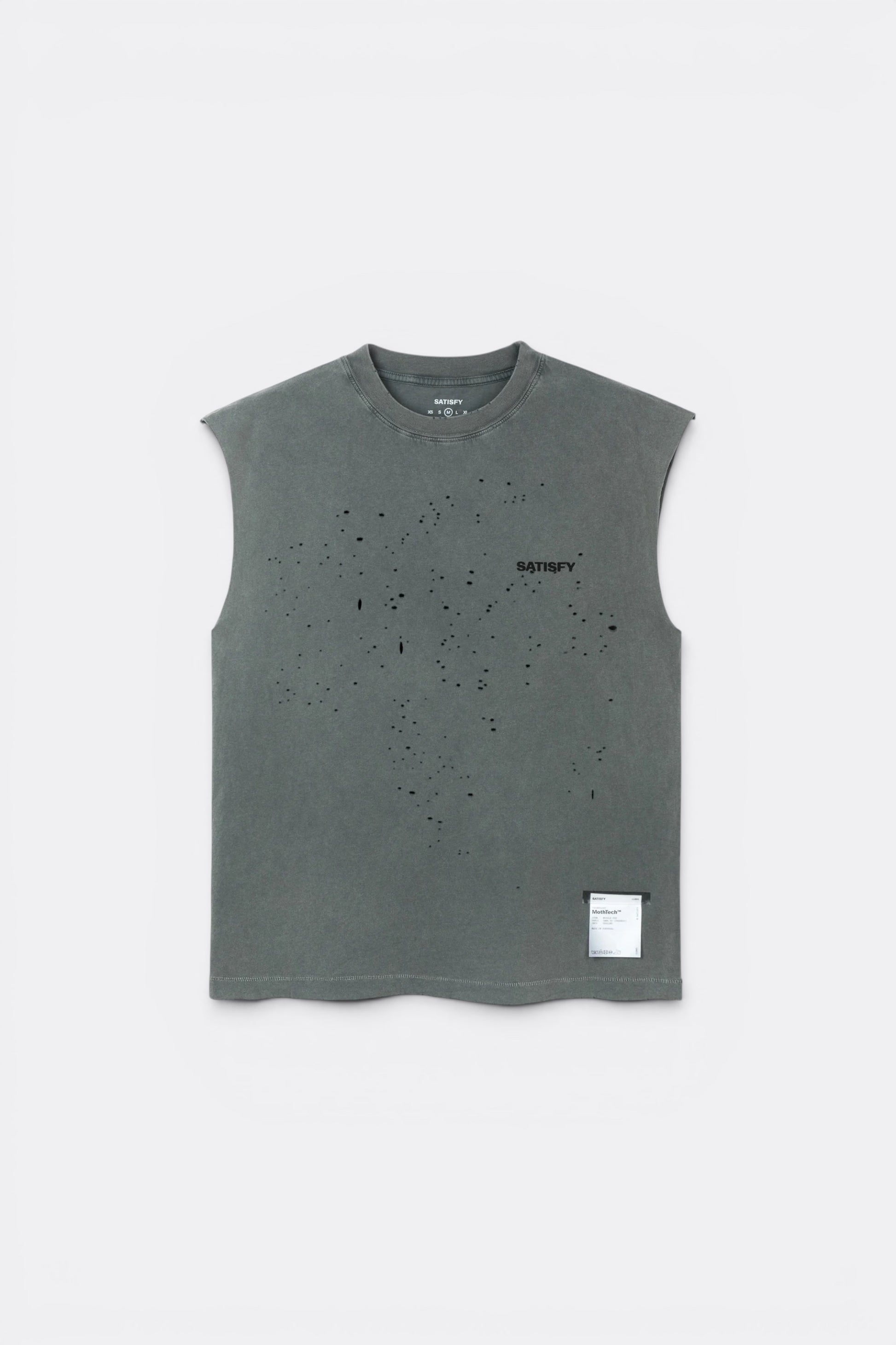 SATISFY MothTech™ Muscle Tee Faded Black | Debardeur Running Coton Bio | Edgar Bdx