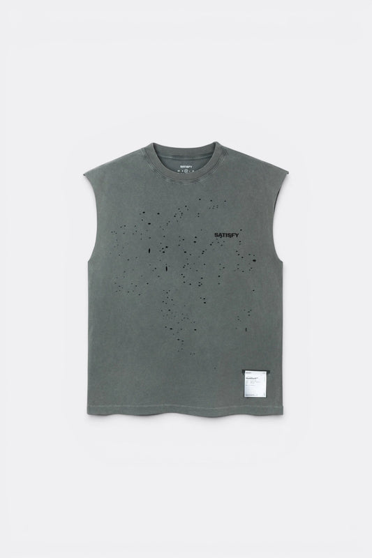 SATISFY MothTech™ Muscle Tee Faded Black | Debardeur Running Coton Bio | Edgar Bdx
