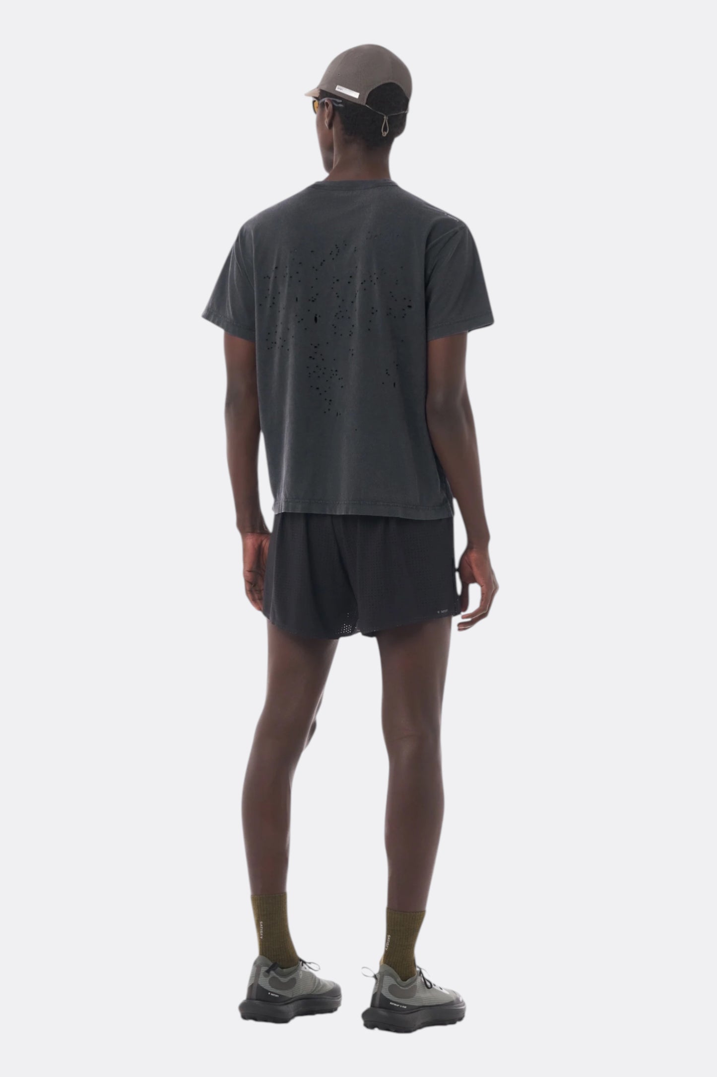 SATISFY MothTech T-Shirt Aged Black | T-Shirt Running Coton Technique