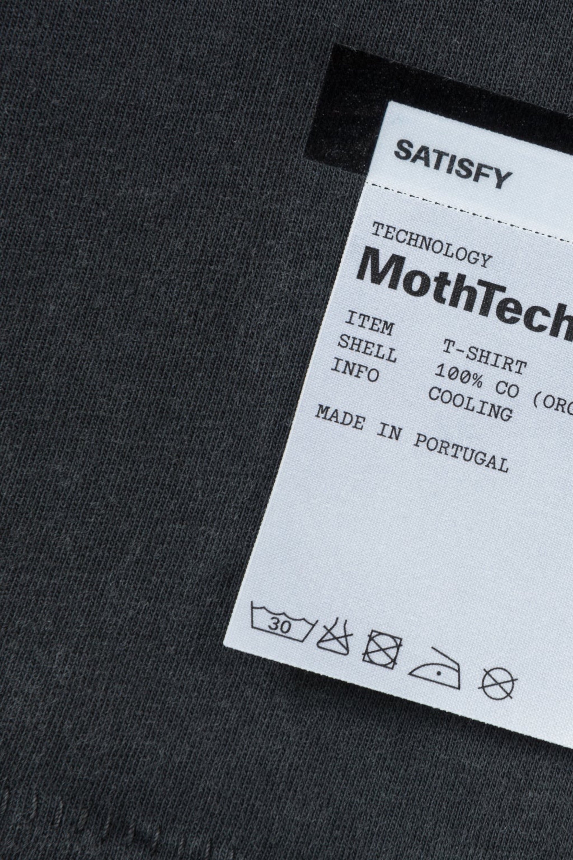 SATISFY MothTech T-Shirt Aged Black | T-Shirt Running Coton Technique