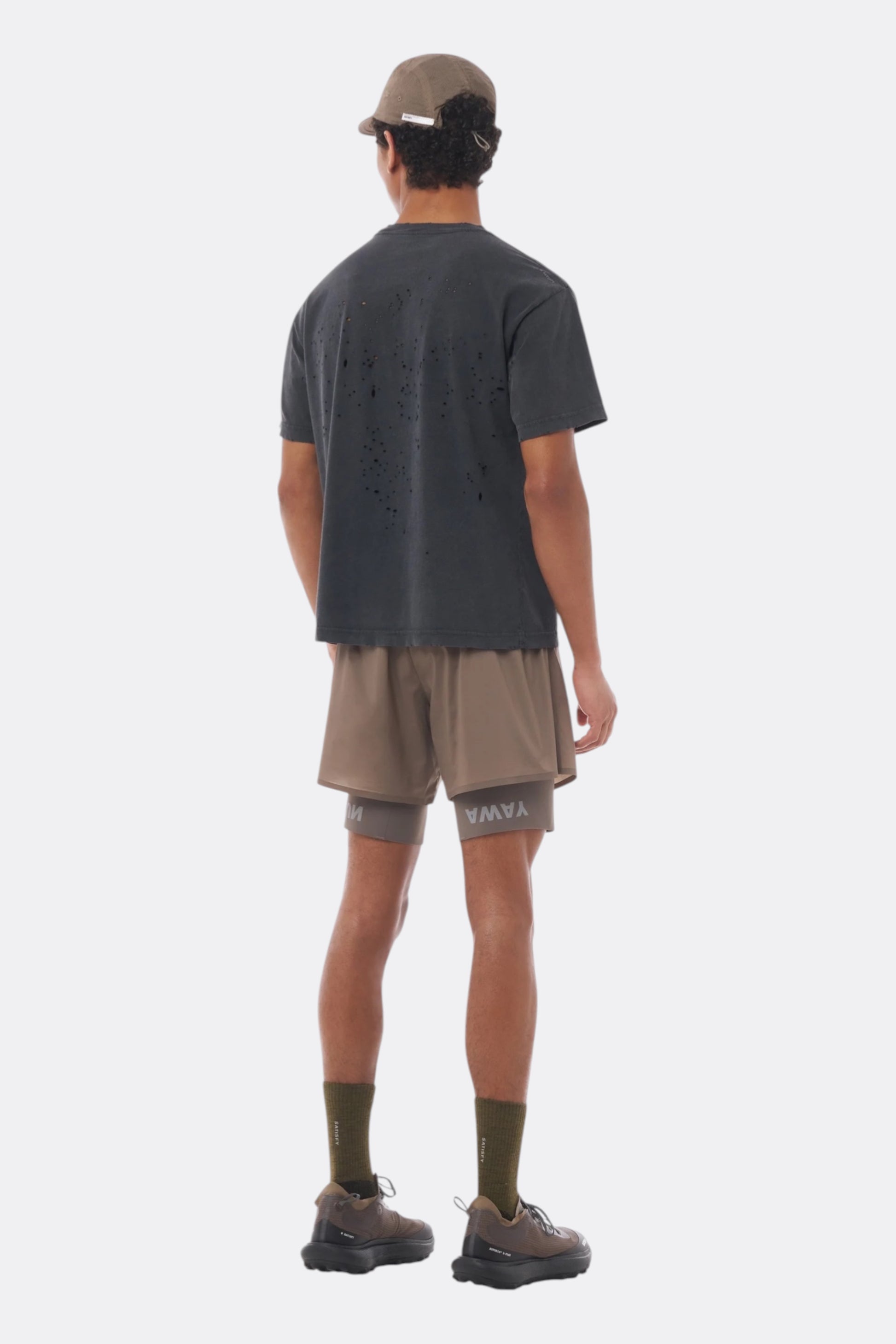 SATISFY MothTech T-Shirt Aged Black | T-Shirt Running Coton Technique