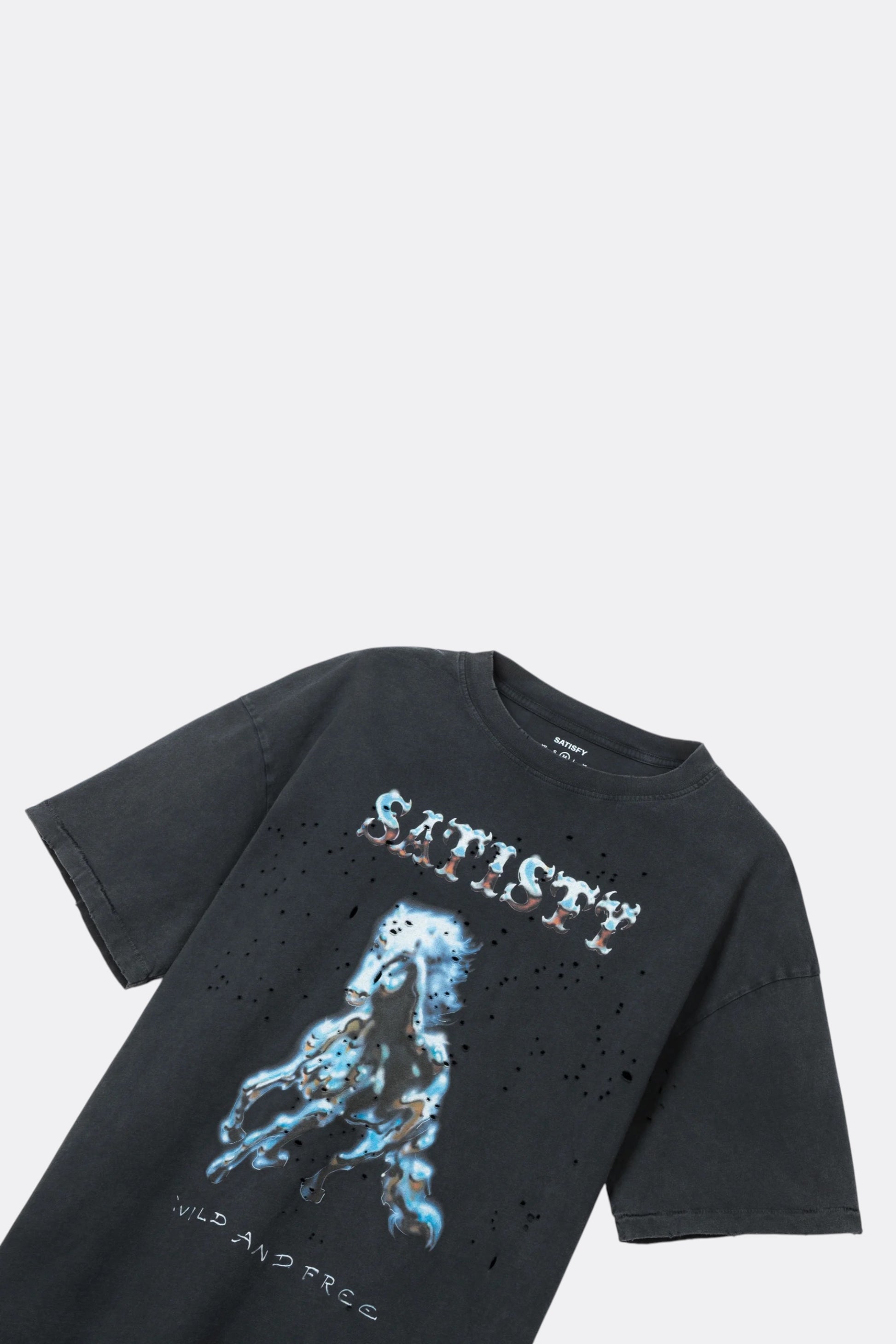 SATISFY MothTech T-Shirt Aged Black | T-Shirt Running Coton Technique