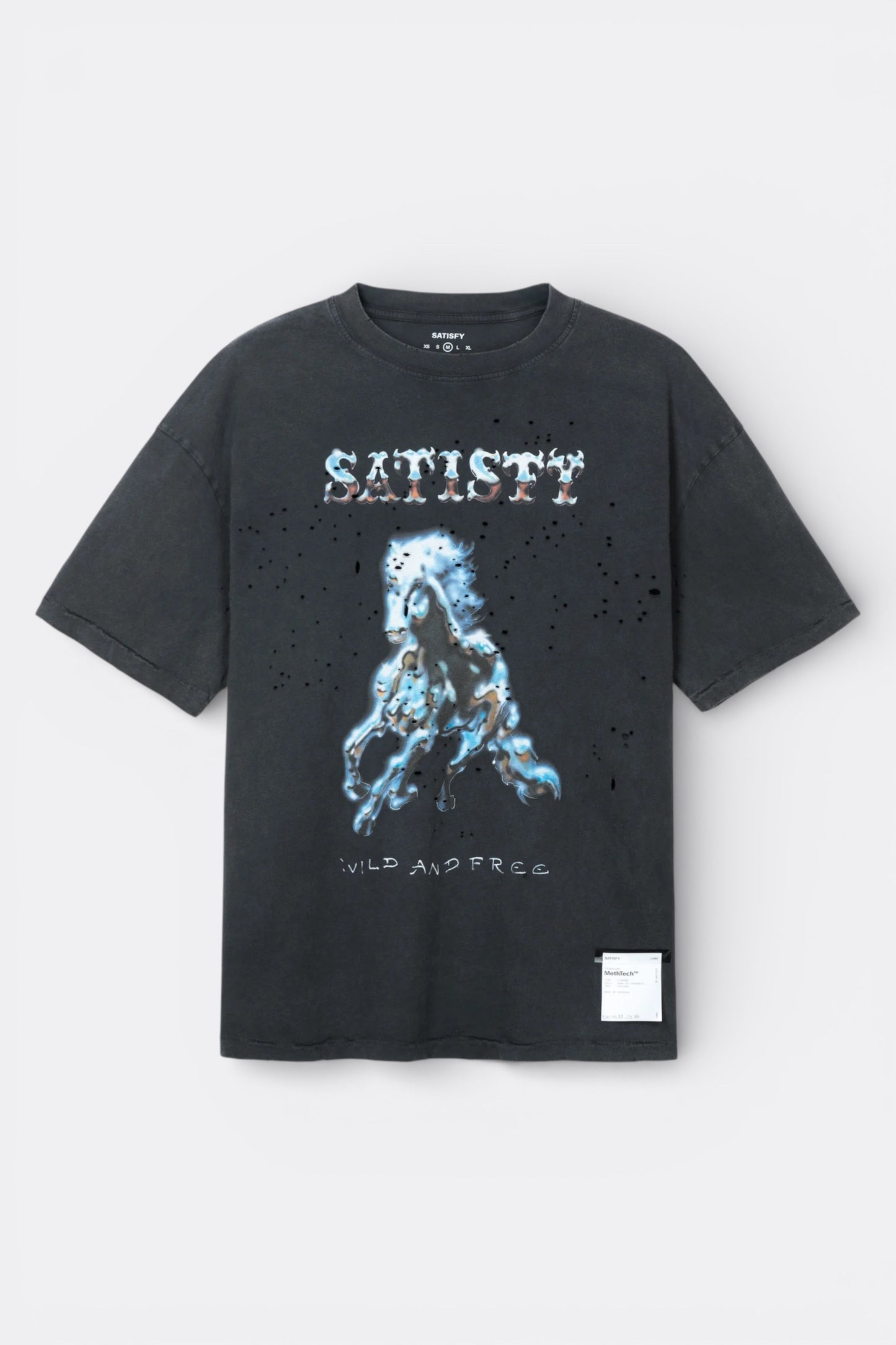 SATISFY MothTech T-Shirt Aged Black | T-Shirt Running Coton Technique