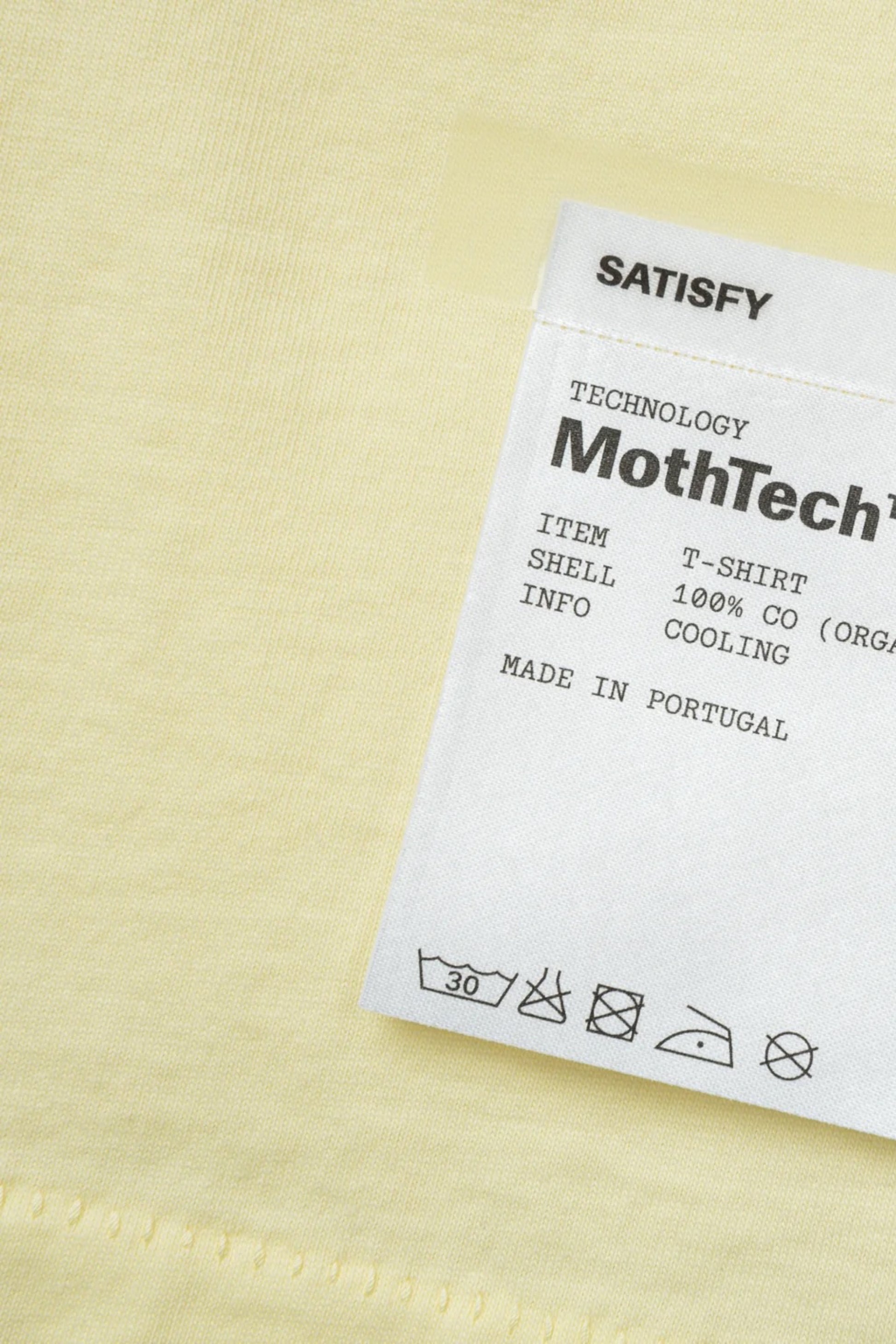 SATISFY MothTech T-Shirt Aged Transparent Yellow | T-Shirt Running Coton Technique