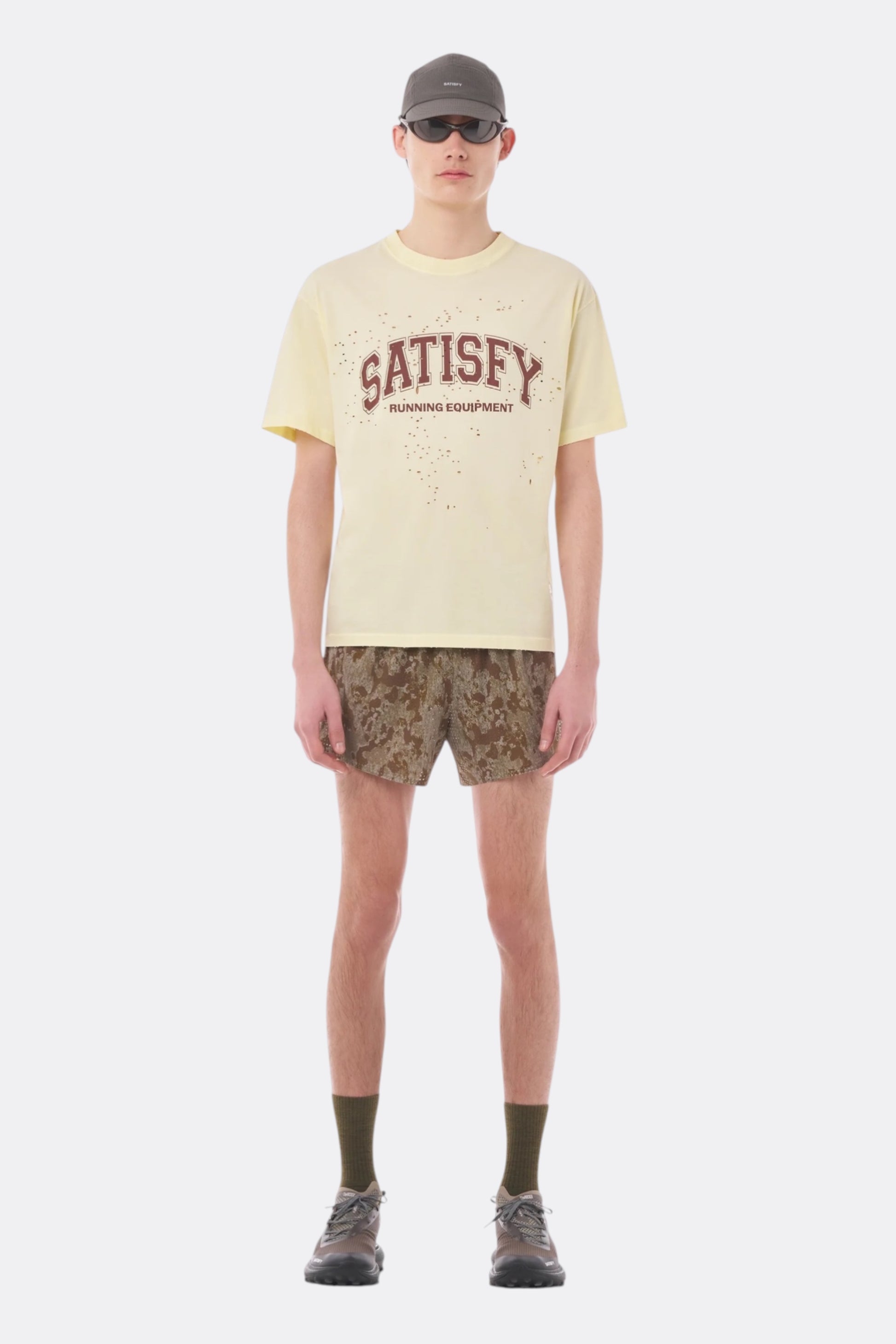 SATISFY MothTech T-Shirt Aged Transparent Yellow | T-Shirt Running Coton Technique