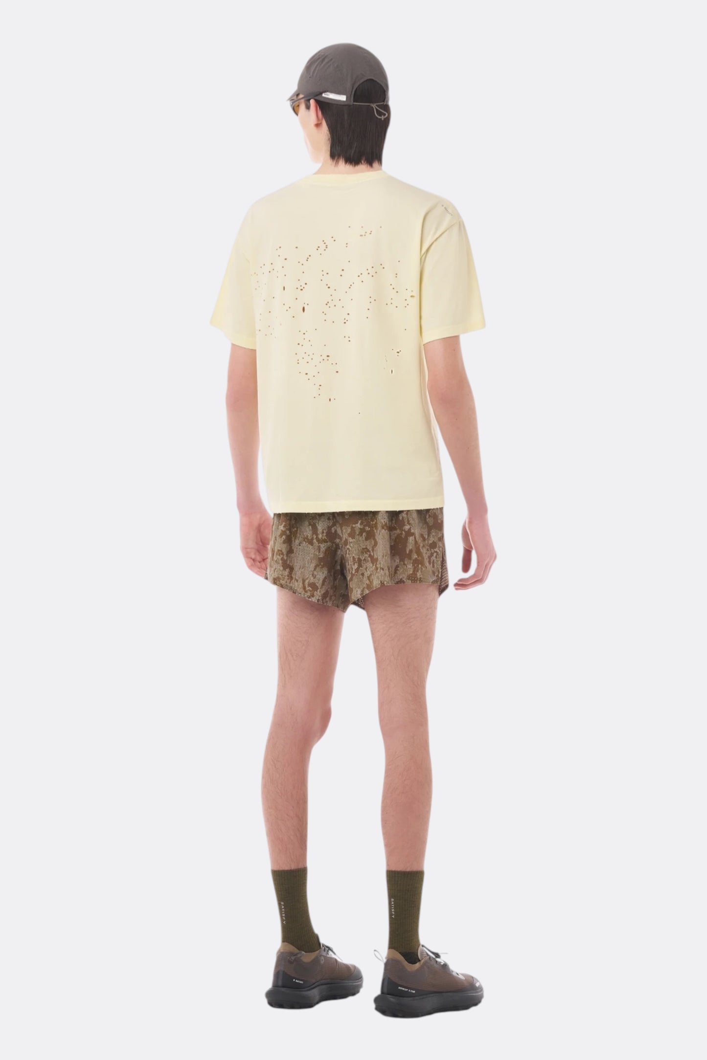 SATISFY MothTech T-Shirt Aged Transparent Yellow | T-Shirt Running Coton Technique