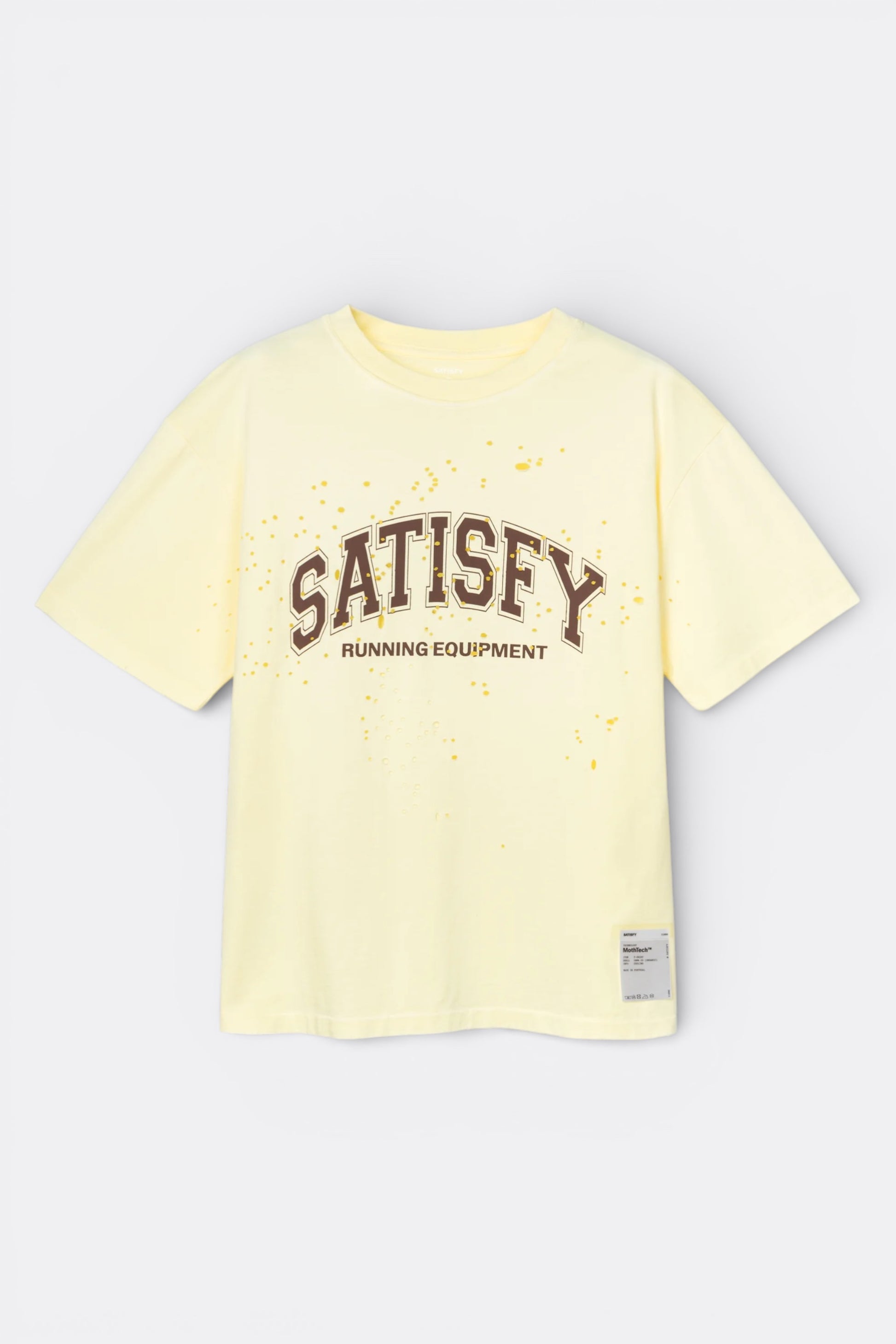 SATISFY MothTech T-Shirt Aged Transparent Yellow | T-Shirt Running Coton Technique