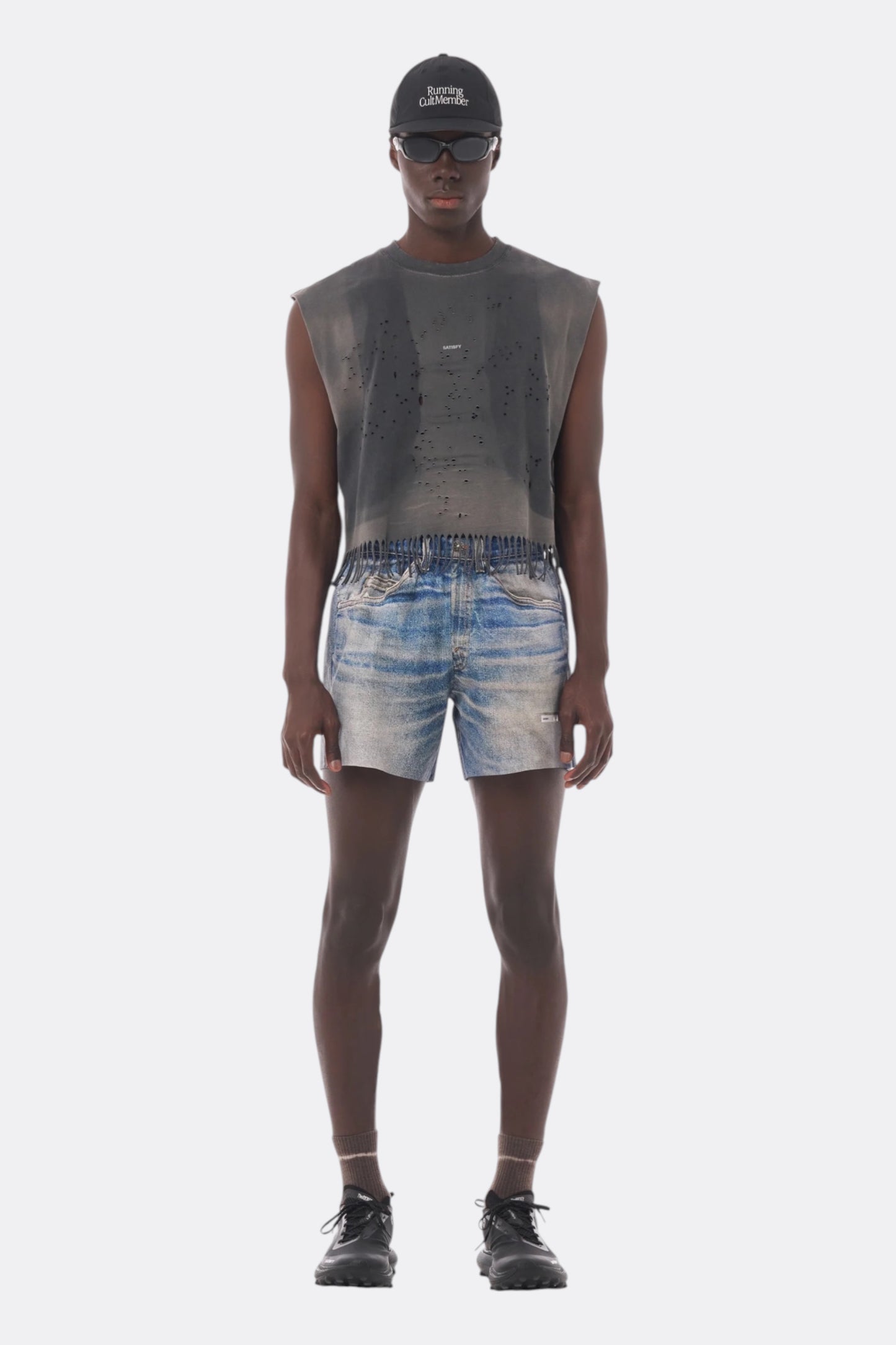 SATISFY PeaceShell 5" Unlined Shorts Digital Denim | Short Running Technique
