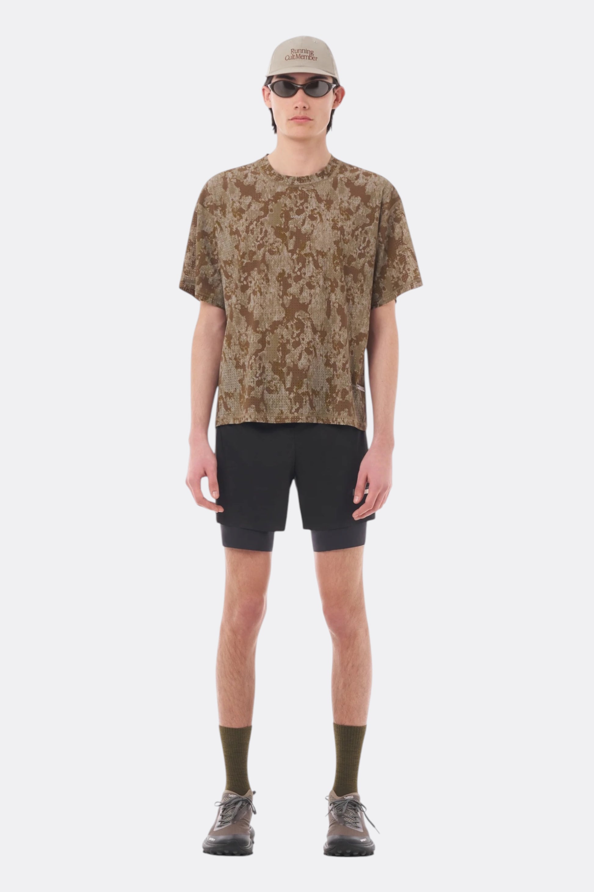 SATISFY Space-O T-Shirt Camo | T-Shirt Running Perforé Ultra-Léger