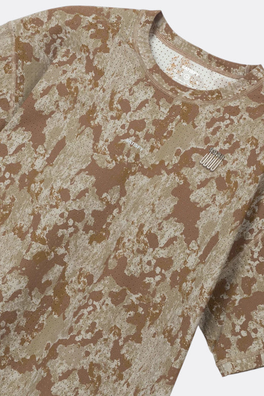 SATISFY Space-O T-Shirt Camo | T-Shirt Running Perforé Ultra-Léger