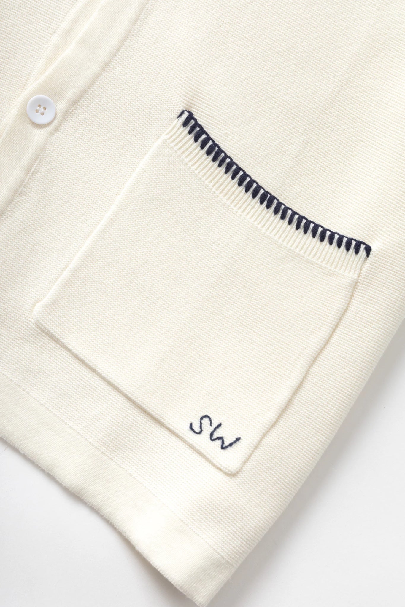 Service Works Blanket Stitch Knit Off White | T-Shirt Maille Couture Festonnée | Edgar Bdx