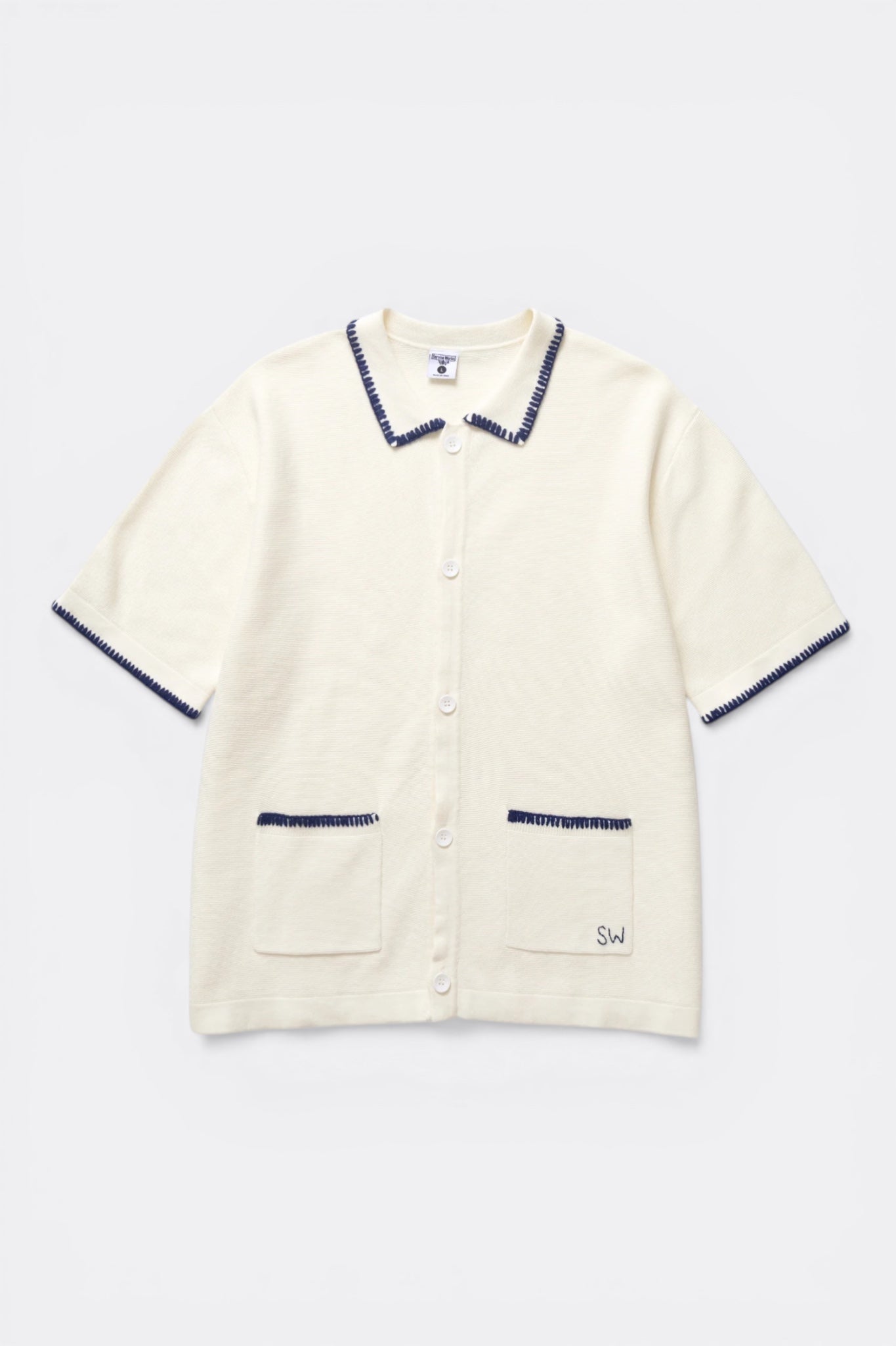 Service Works Blanket Stitch Knit Off White | T-Shirt Maille Couture Festonnée | Edgar Bdx