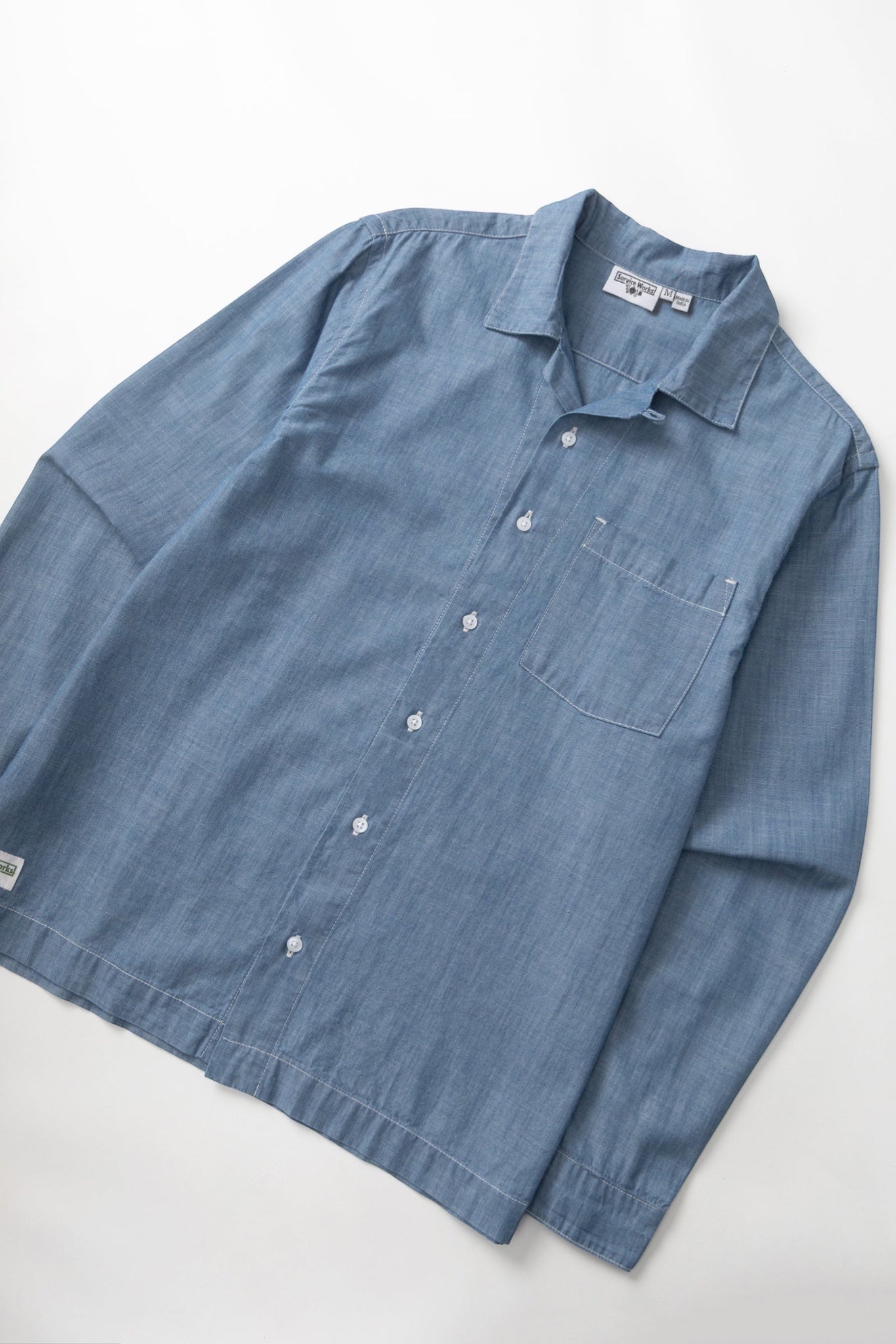 Service Works Chambray Resort Shirt Light Blue | Chemise Coton Bio | Edgar Bdx