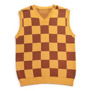 Service Works - Checkerboard Knitted Vest (Pecan) 