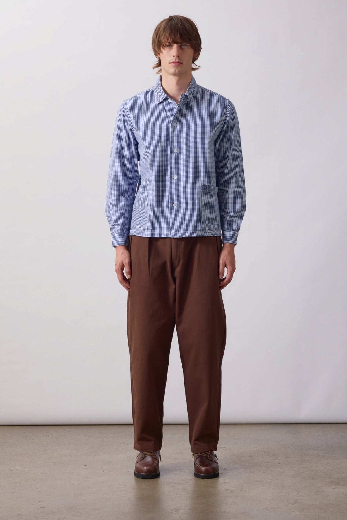 SERVICE WORKS Gingham Waiter Shirt Blue | Chemise bio | Edgar Bdx