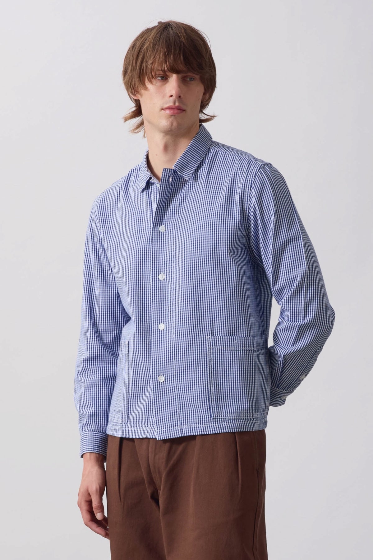 SERVICE WORKS Gingham Waiter Shirt Blue | Chemise bio | Edgar Bdx