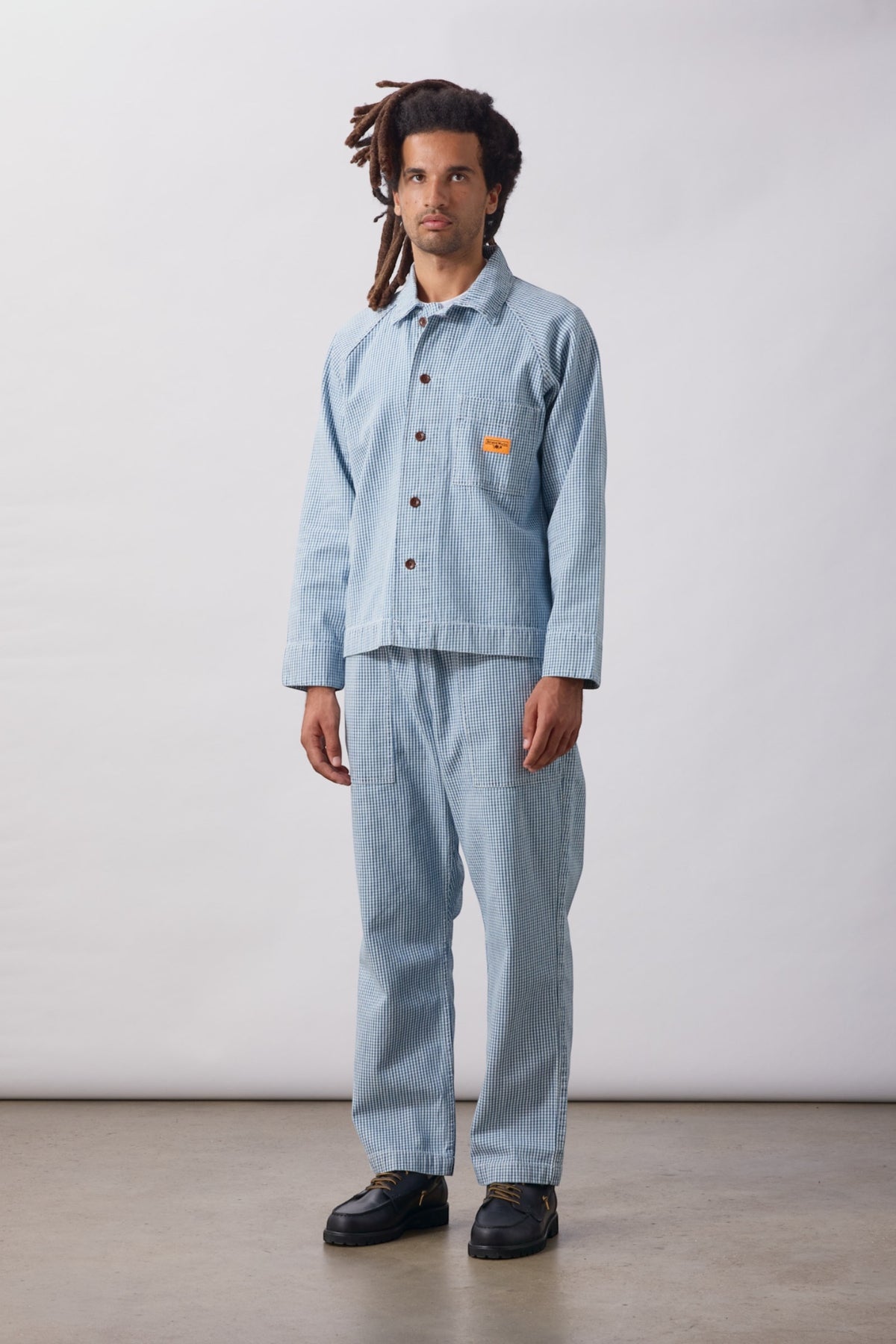 SERVICE WORKS House Gingham FOH Overshirt Blue | Veste | Edgar Bdx