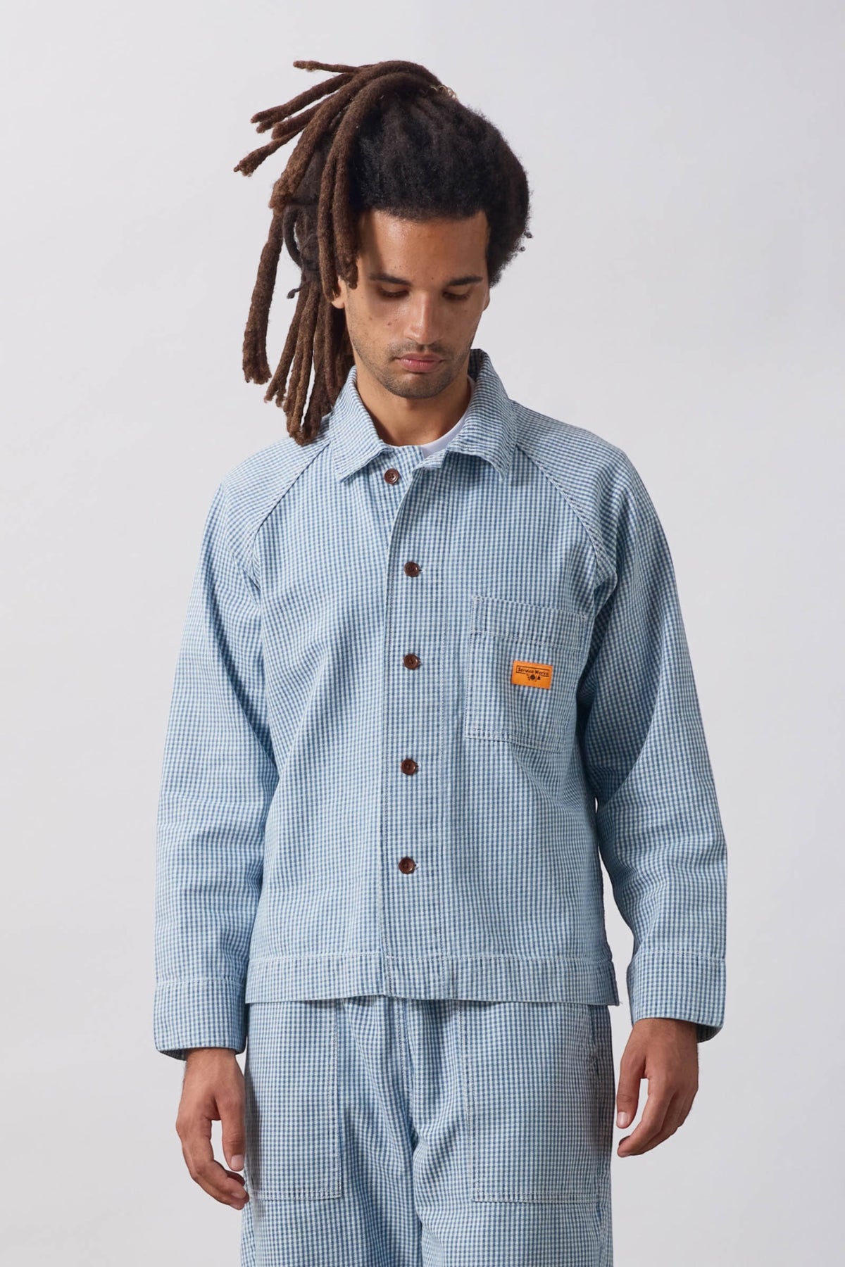 SERVICE WORKS House Gingham FOH Overshirt Blue | Veste | Edgar Bdx