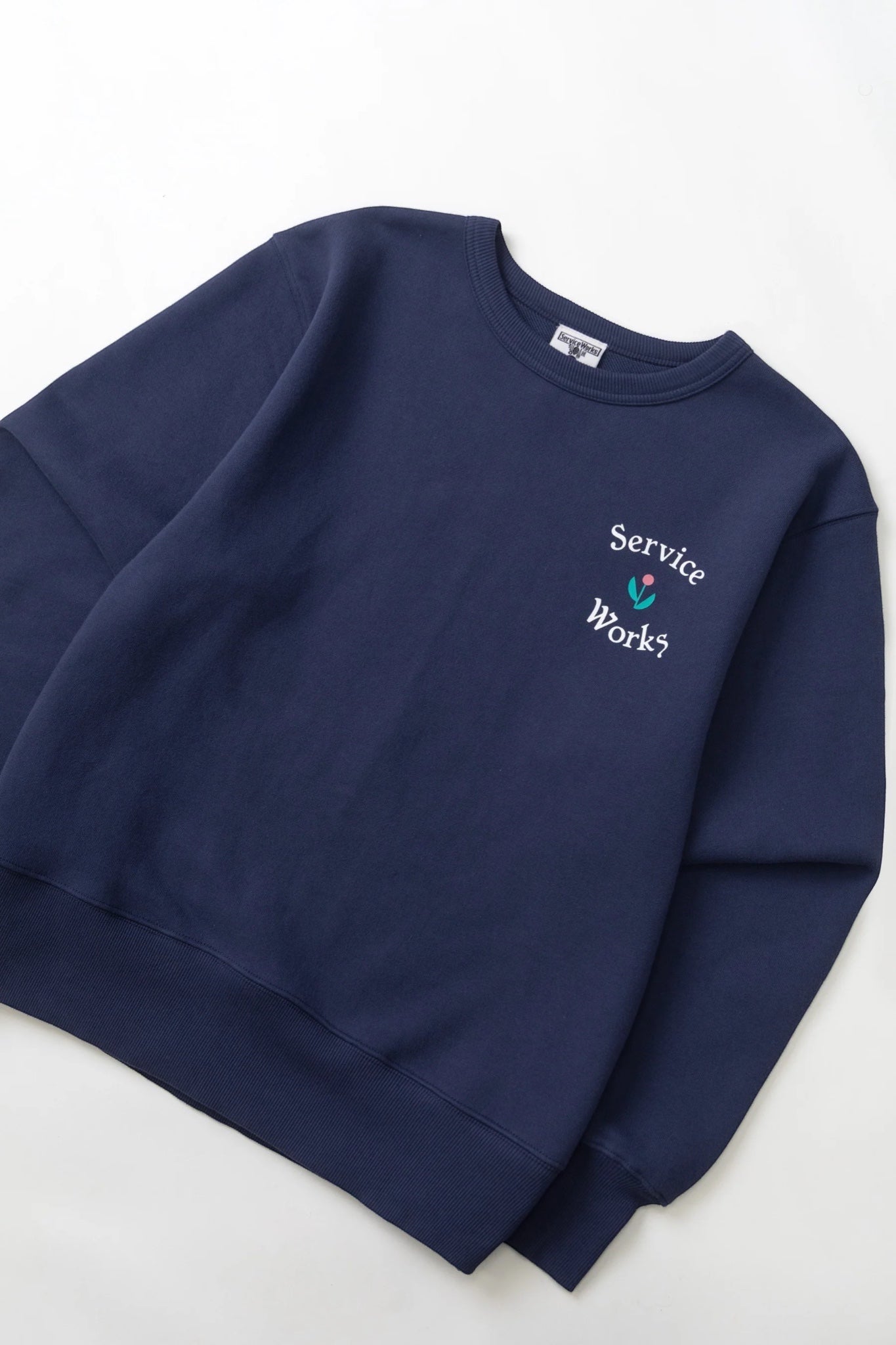 Service Works In Bloom Crewneck Navy | Sweat Coton Bio GOTS 500g | Edgar Bdx