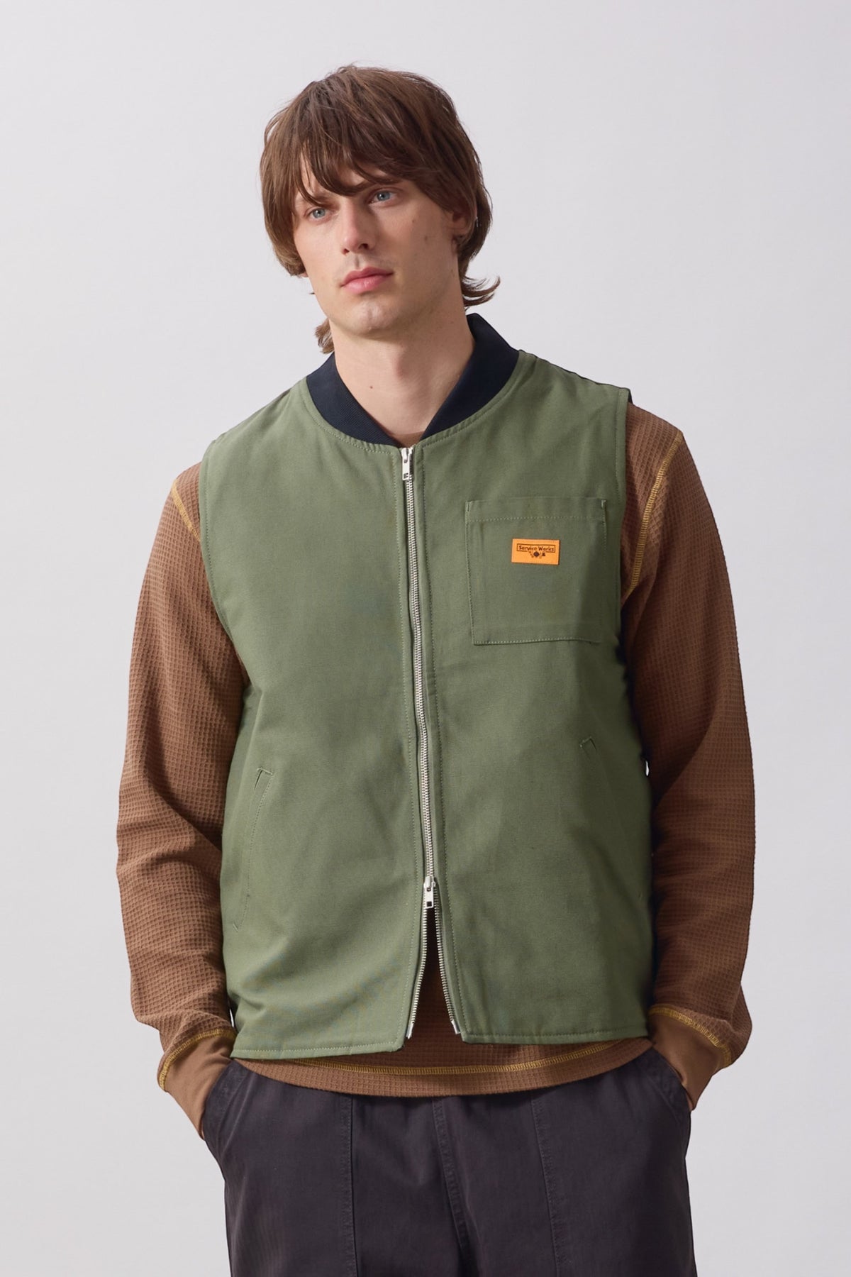 SERVICE WORKS Padded Work Vest Jacket Olive | Gilet | Edgar Bdx