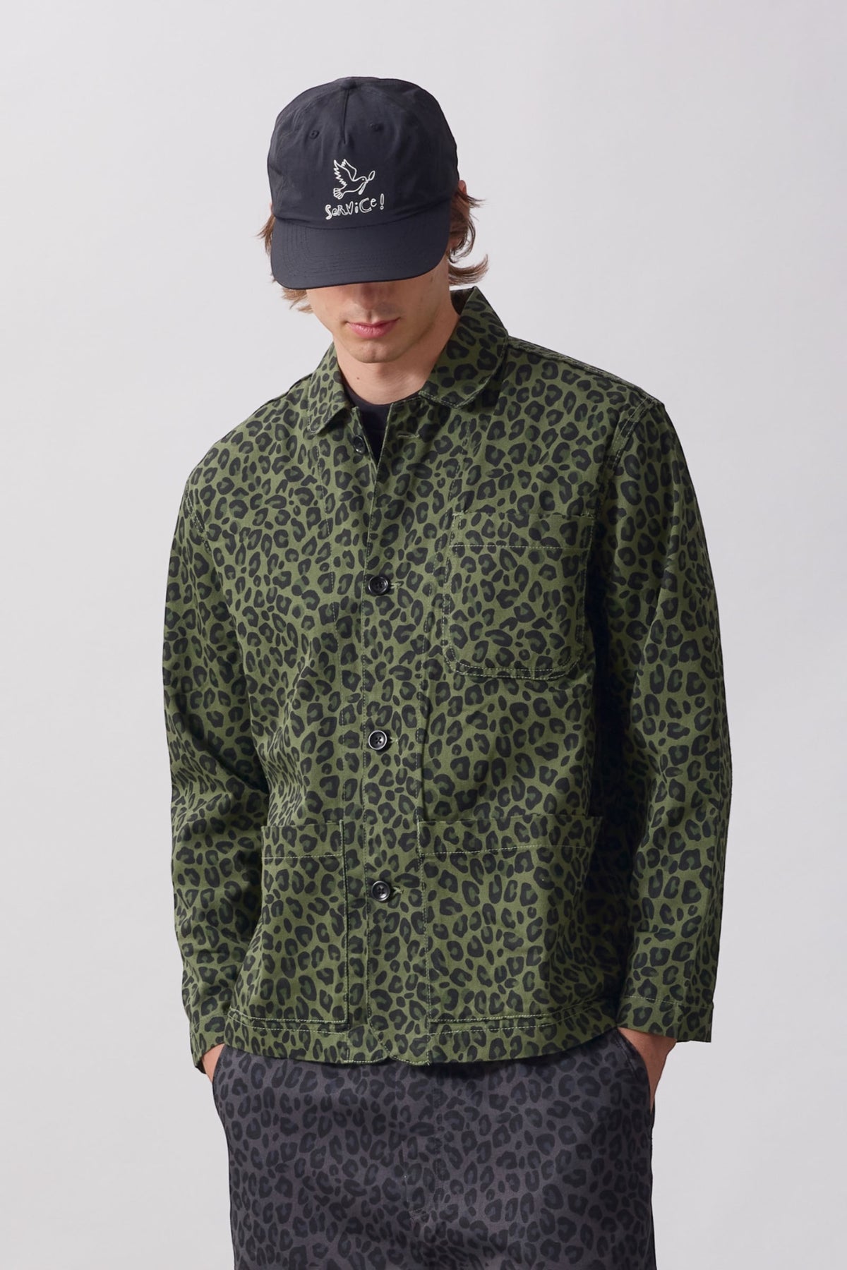 Service Works Patterned Easy Chef Shirt Green Leopard | Edgar Bdx