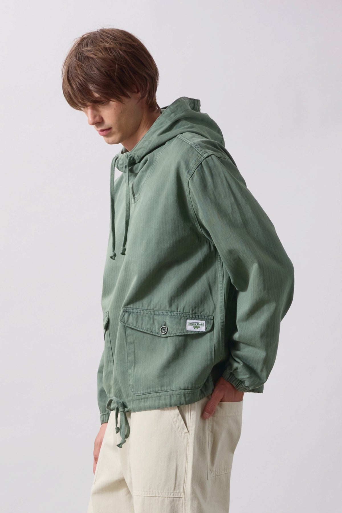 SERVICE WORKS Pigment HBT Smock 2.0 Olive | Anorak coton | Edgar Bdx