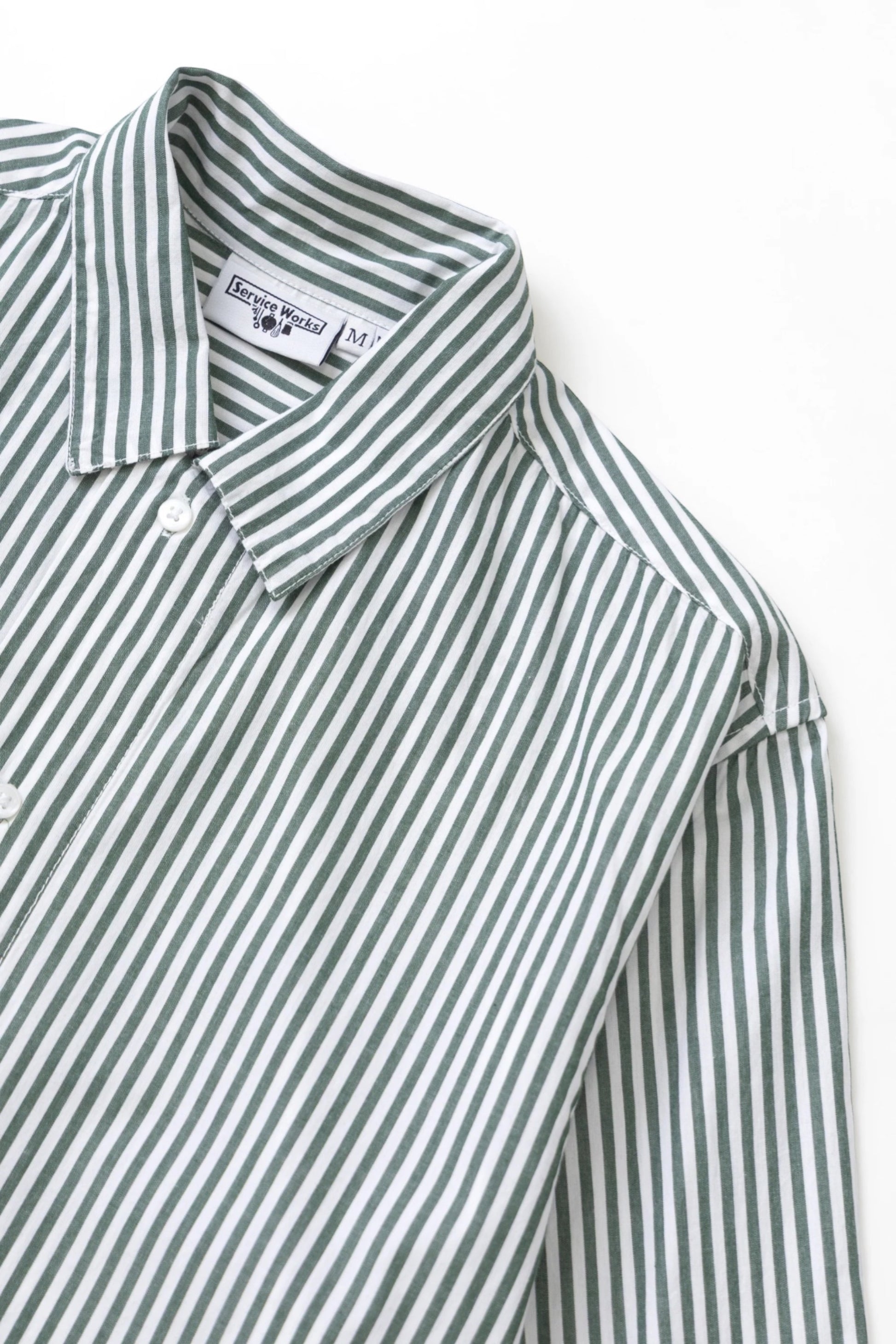 Service Works Poplin Stripe Waiter Shirt Forest | Chemise Coton Bio | Edgar Bdx