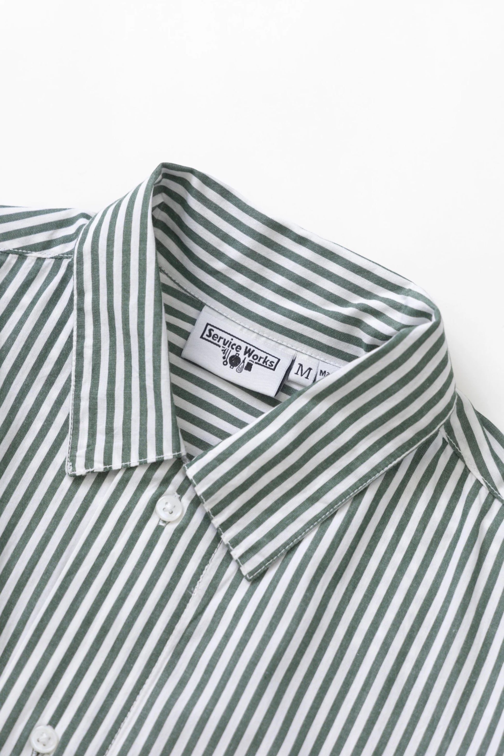 Service Works Poplin Stripe Waiter Shirt Forest | Chemise Coton Bio | Edgar Bdx