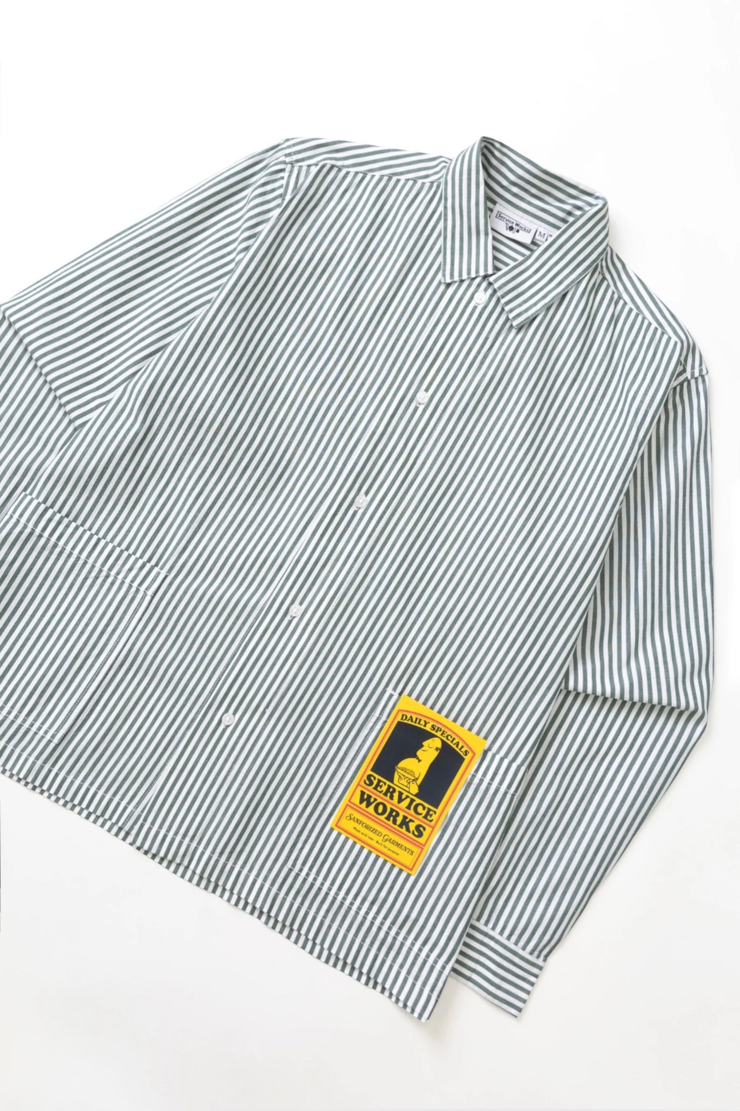 Service Works Poplin Stripe Waiter Shirt Forest | Chemise Coton Bio | Edgar Bdx