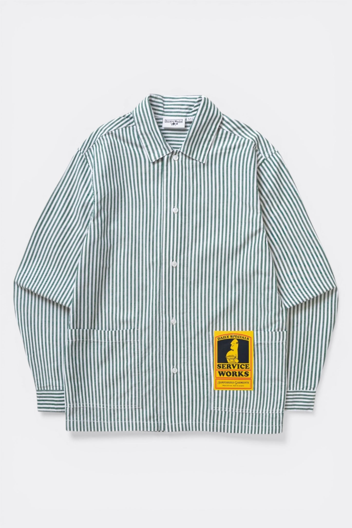 Service Works Poplin Stripe Waiter Shirt Forest | Chemise Coton Bio | Edgar Bdx