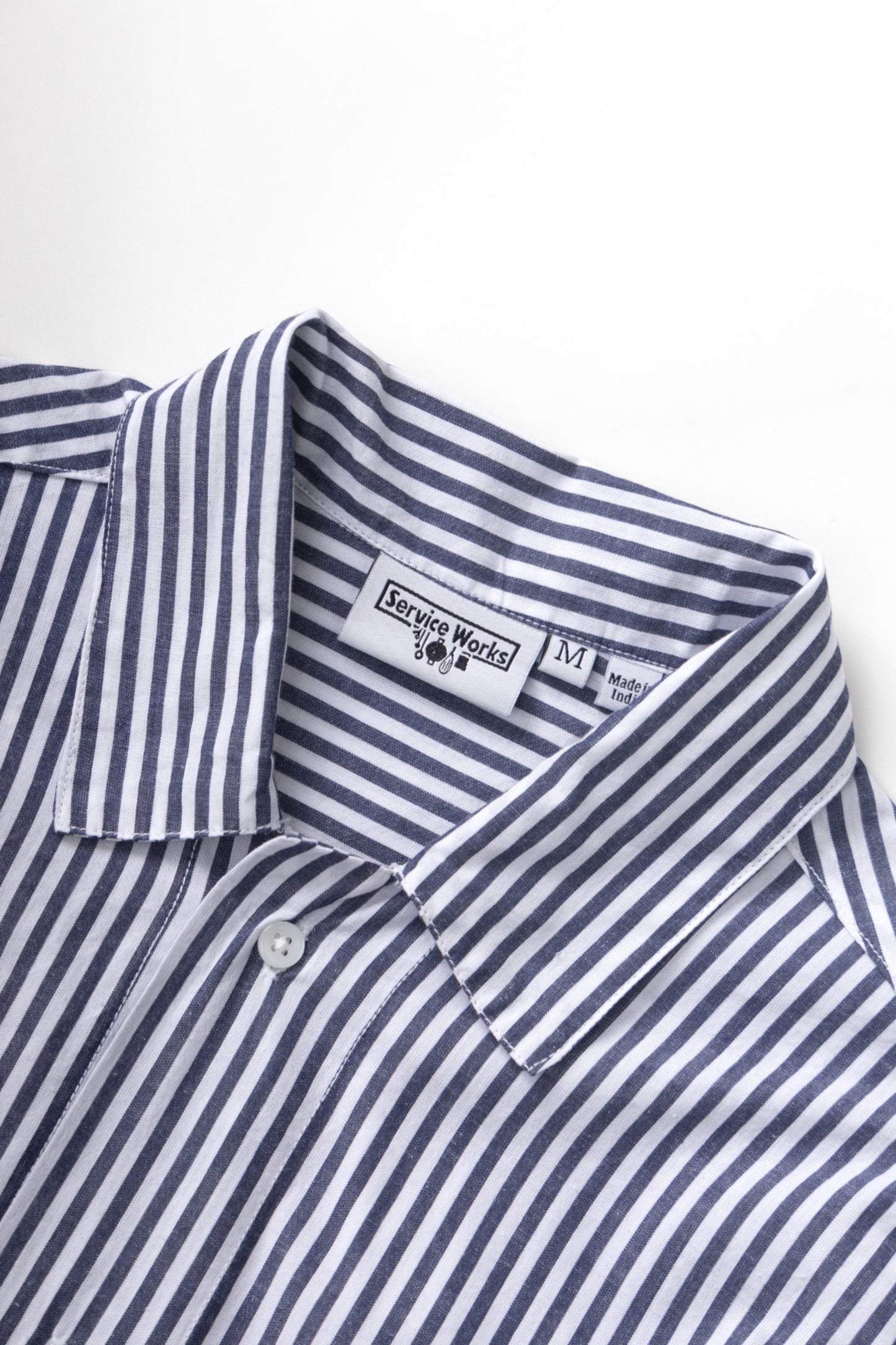 Service Works Poplin Stripe Waiter Shirt Royal | Chemise Coton Bio | Edgar Bdx